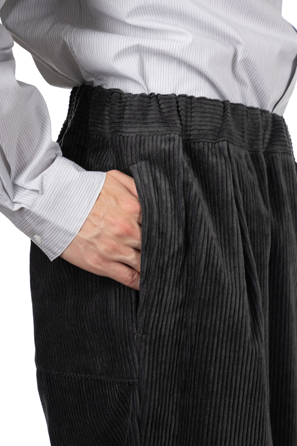 Still by hand - Corduroy Easy Pants - Blue Charcoal