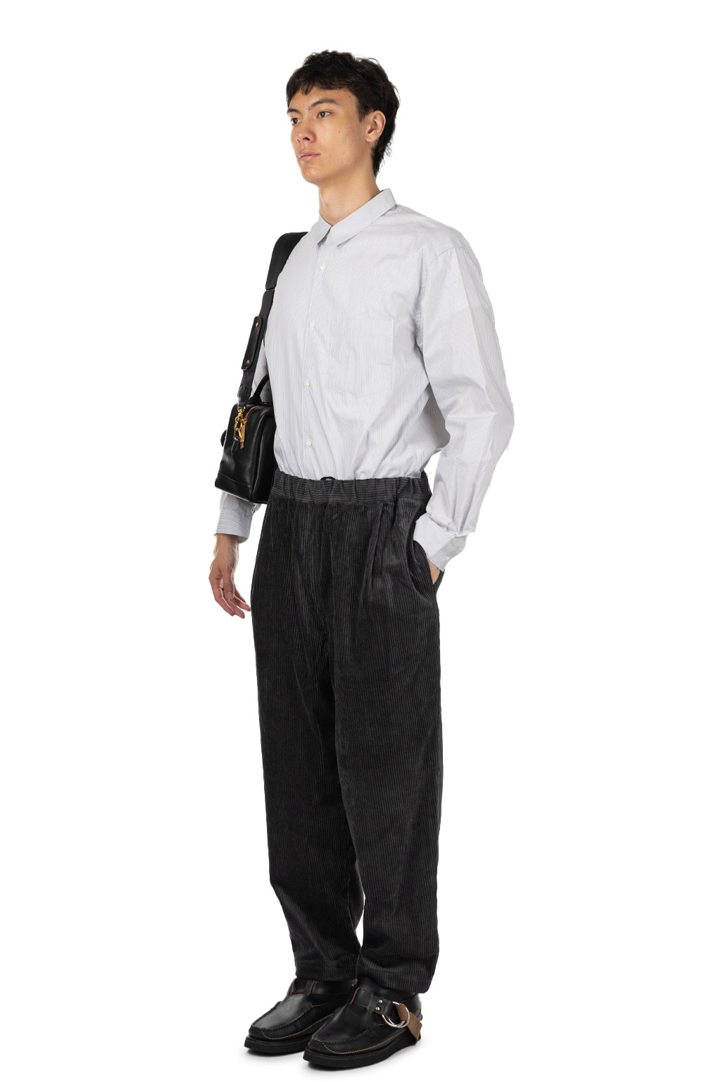 Still by hand - Corduroy Easy Pants - Blue Charcoal