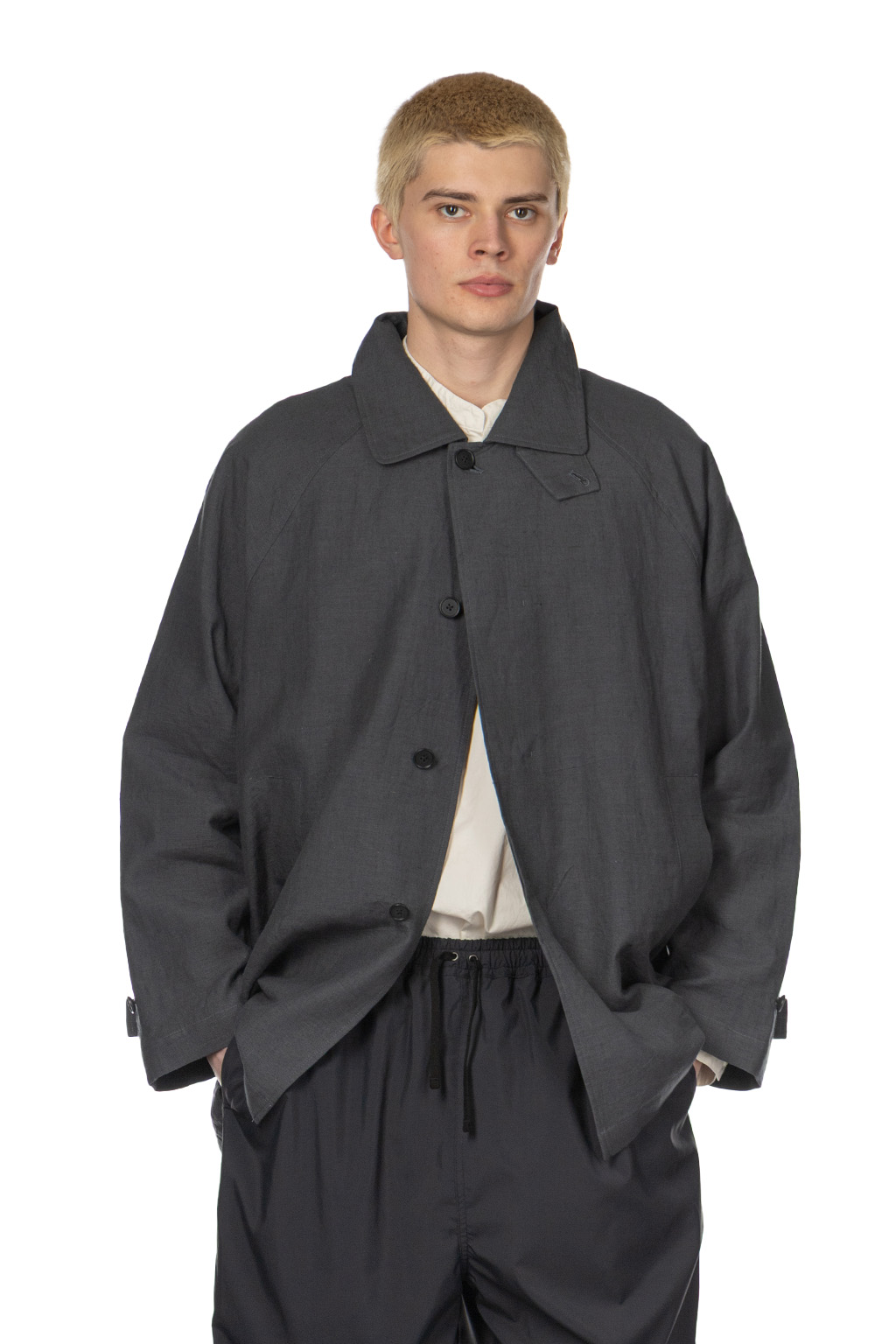 Still by hand - Cotton Half Coat- Blue Charcoal