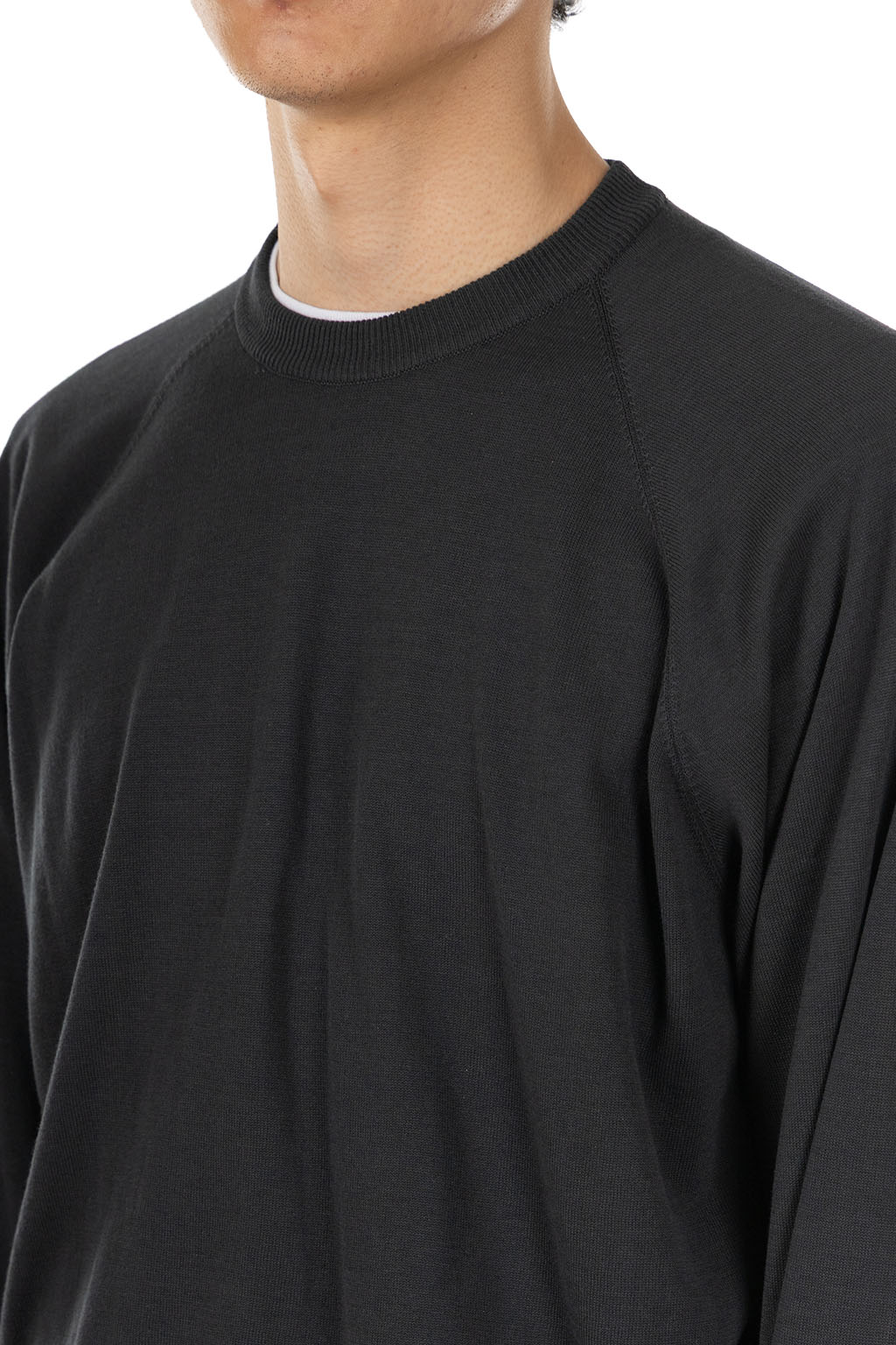 Still by hand - Cotton Silk Pullover - Green Charcoal