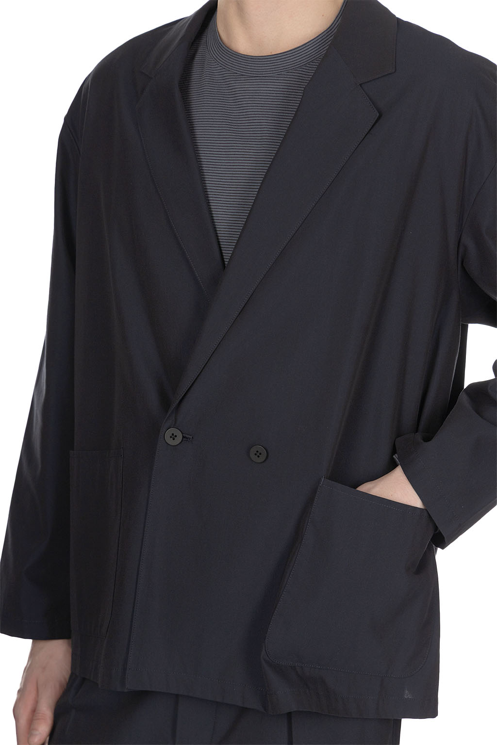 Still by hand - Cupro Mixed Easy Jacket - Dark Navy