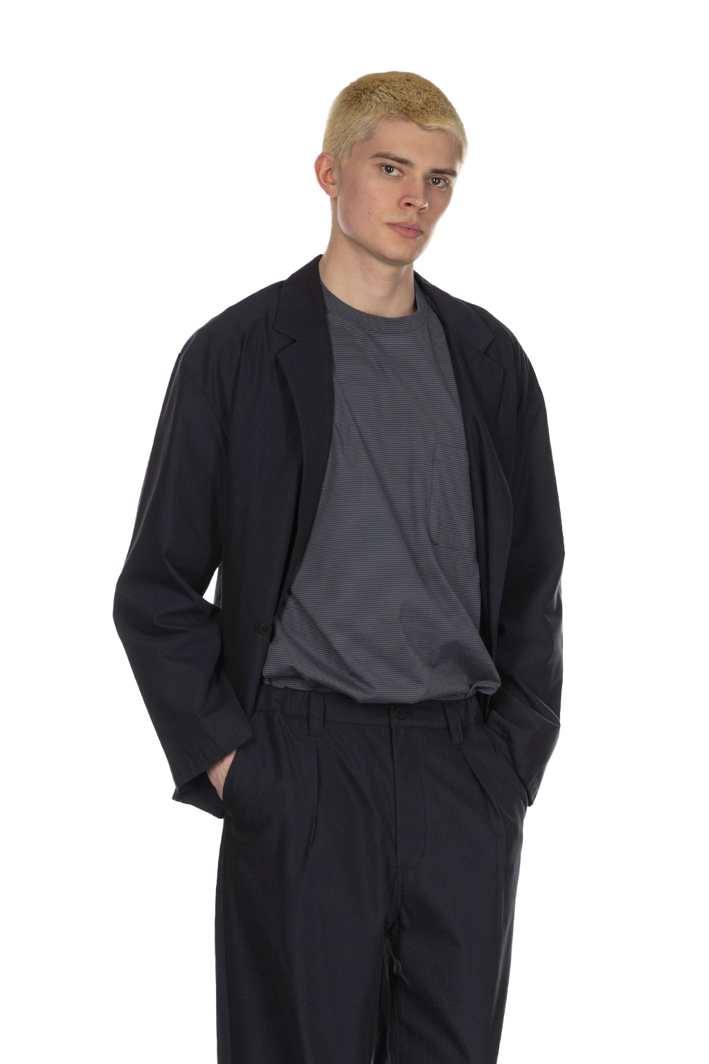 Still by hand - Cupro Mixed Easy Jacket - Dark Navy