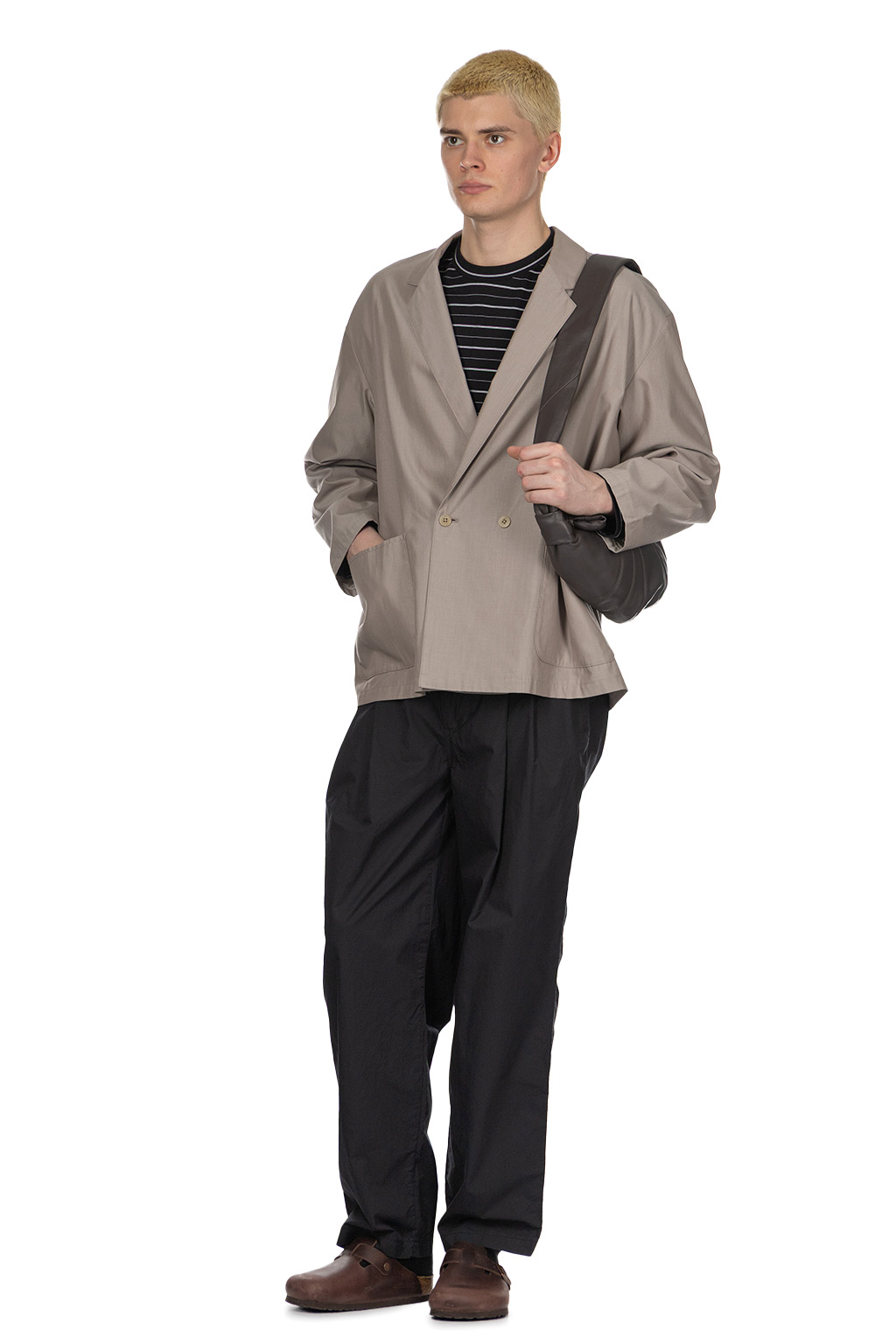 Still by hand - Cupro Mixed Easy Jacket - Greige