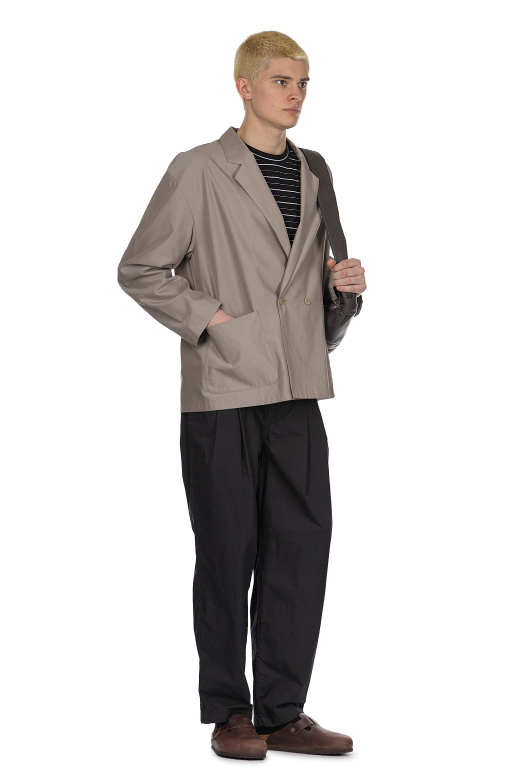Still by hand - Cupro Mixed Easy Jacket - Greige