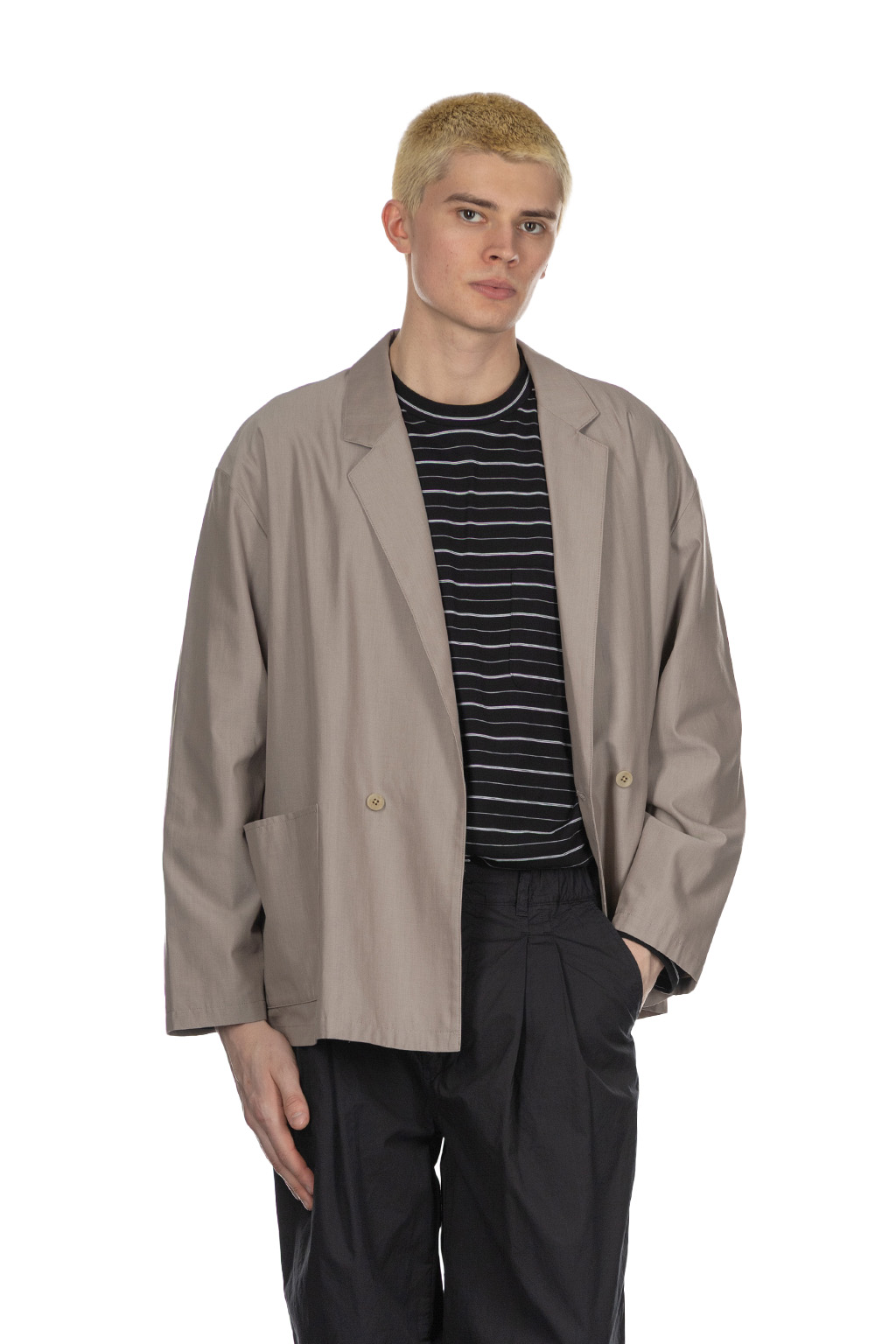 Still by hand - Cupro Mixed Easy Jacket - Greige