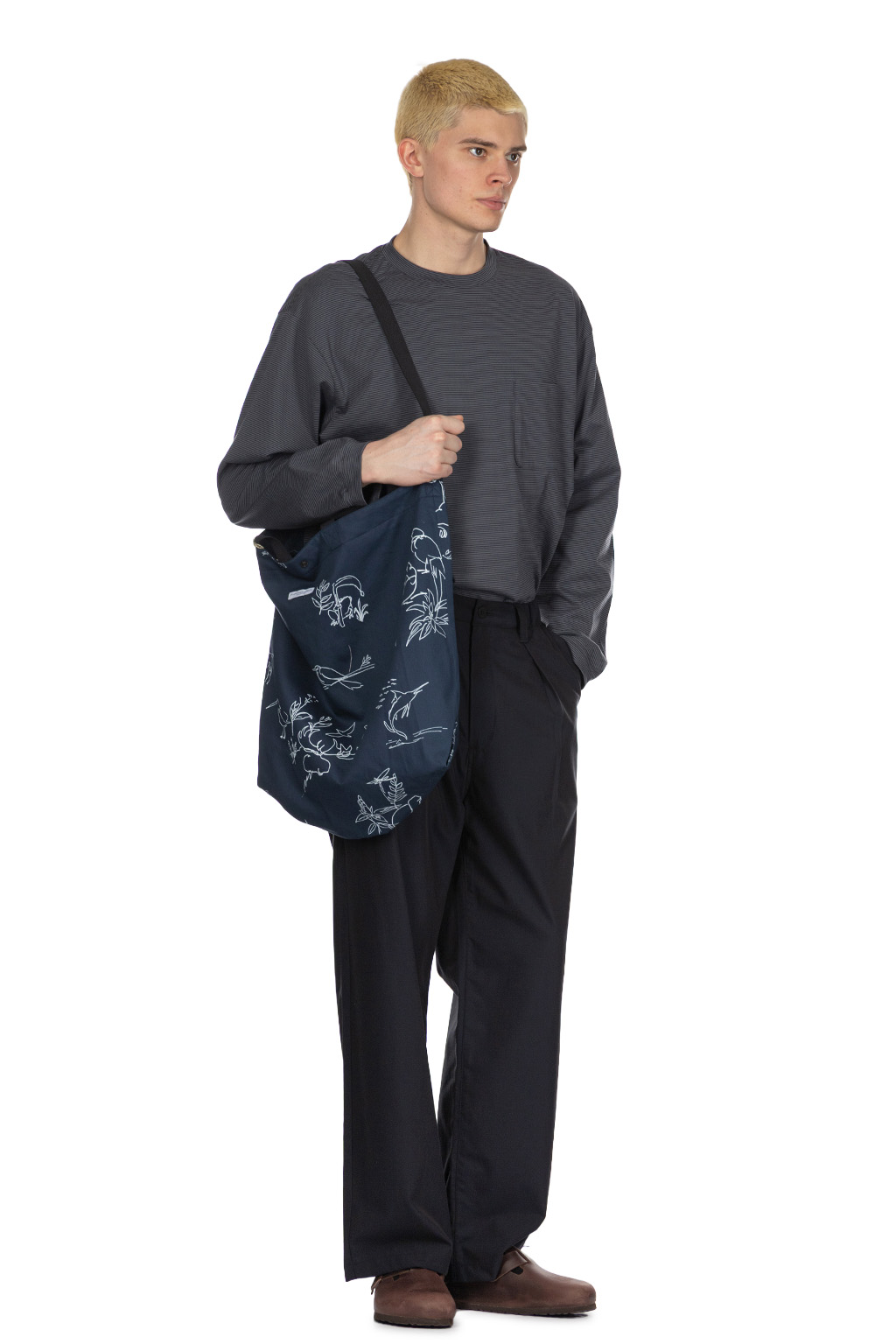 Still by hand - Cupro Mixed Straight Pants - Navy