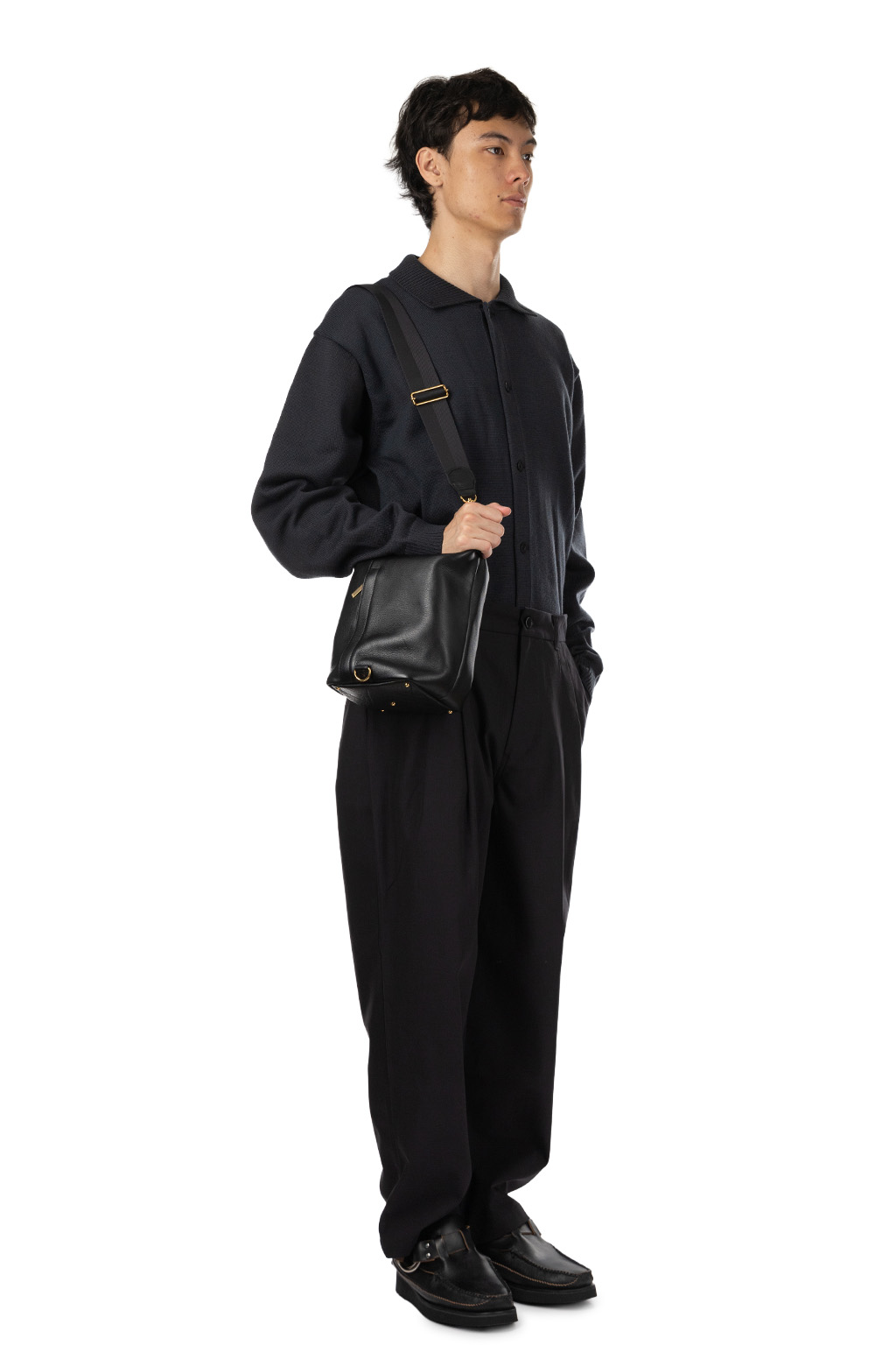 Still by hand - Deep Tuck Pressed Pants - Black Navy