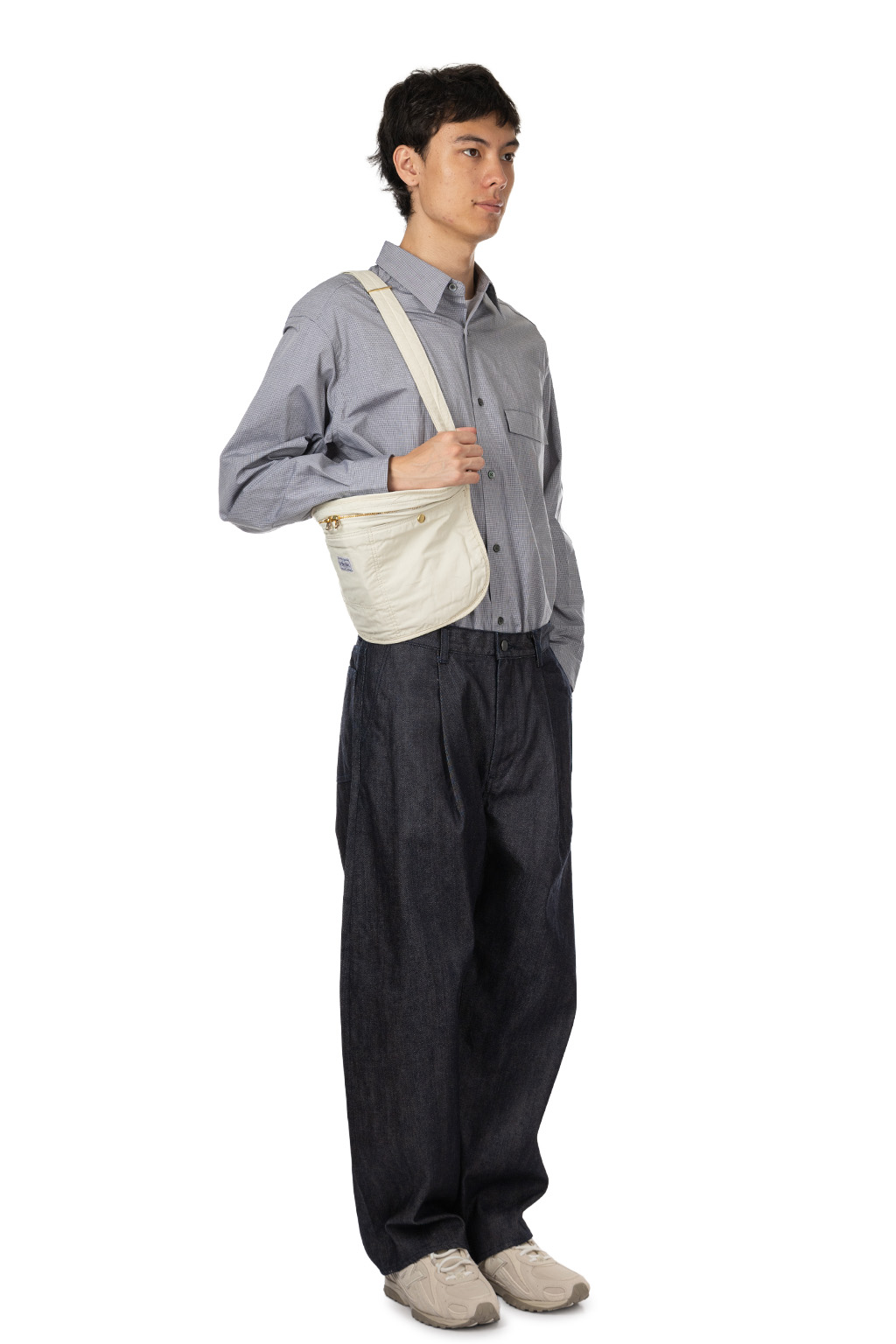 Still by hand - Deep Tuck Wide Denim  Pants - Navy