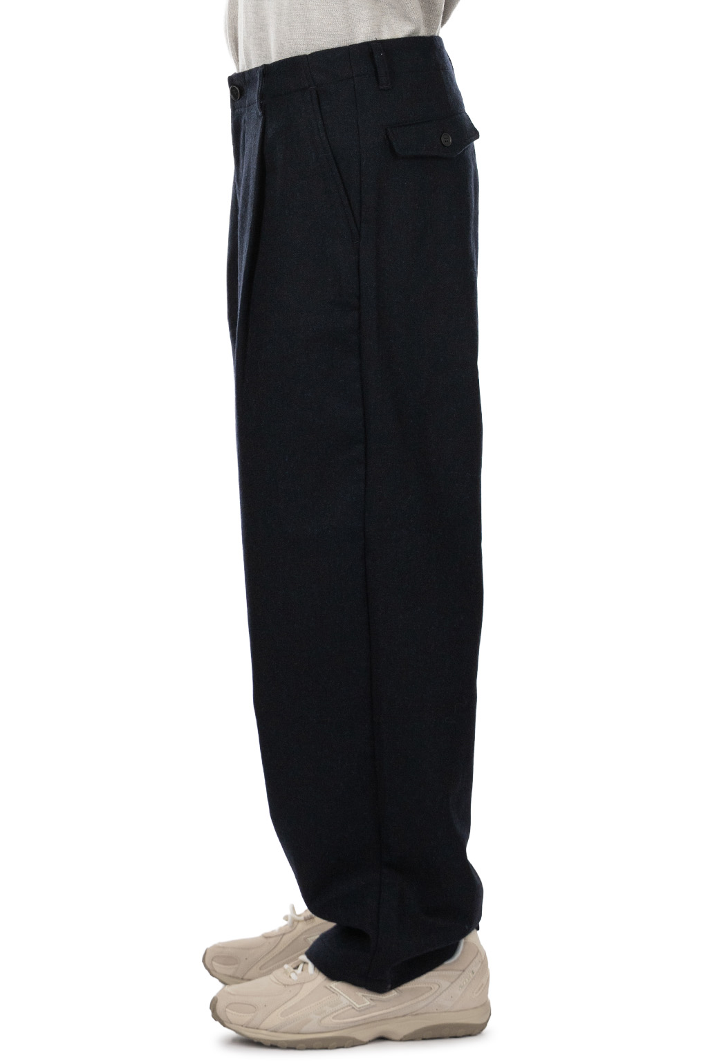 Still by hand - Free Adjusting Wool Pants - Black Navy