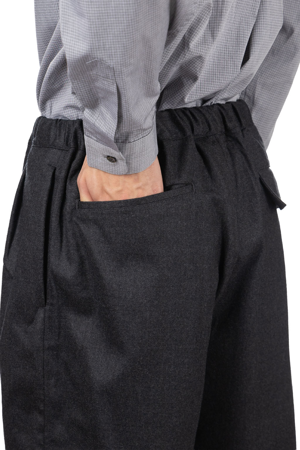 Still by hand - Free Adjusting Wool Pants - Charcoal
