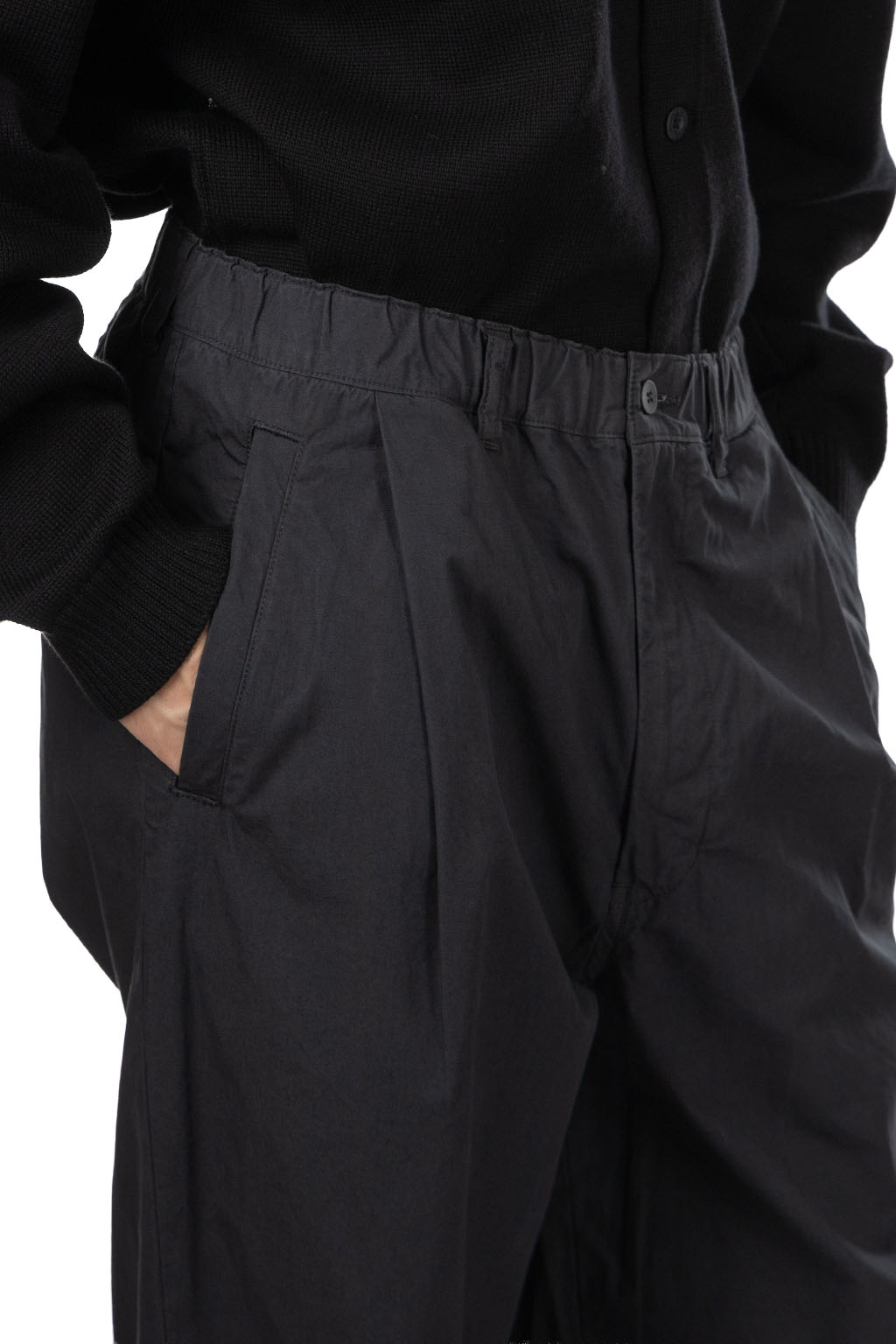Still by hand - Garment-Dye Deep Tuck Pants - Blue Charcoal
