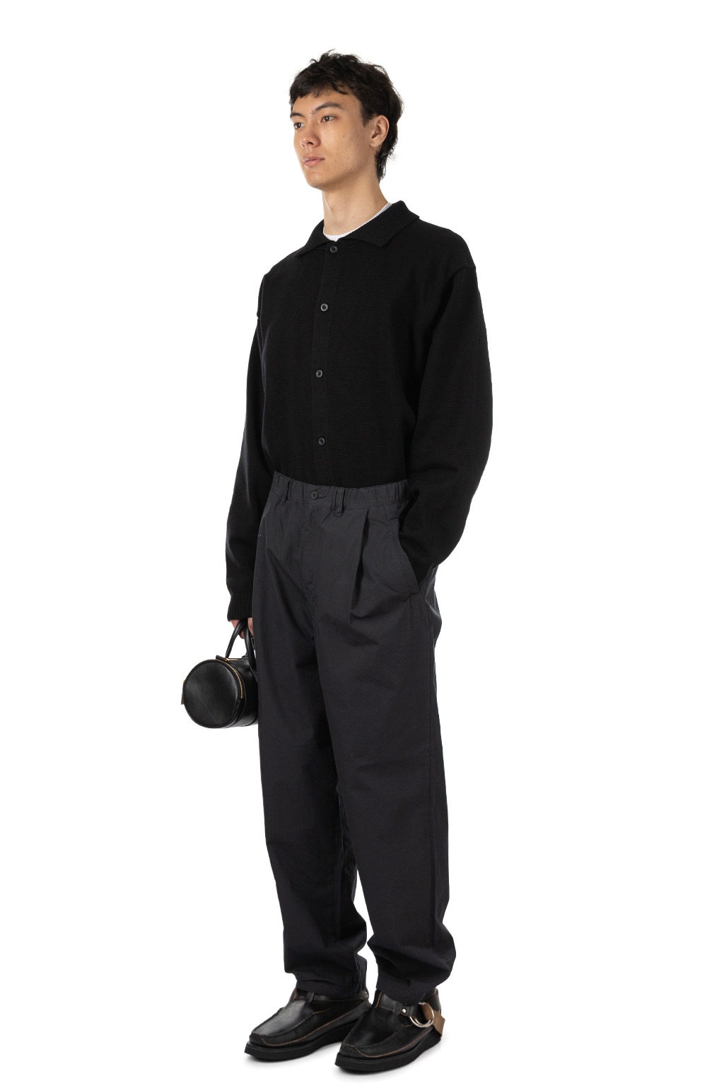 Still by hand - Garment-Dye Deep Tuck Pants - Blue Charcoal