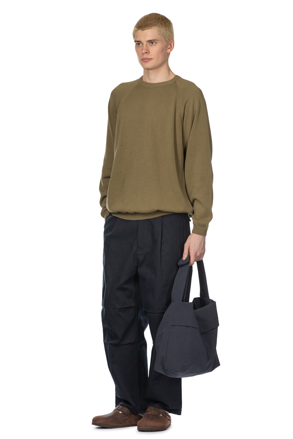 Still by hand - High Twist Cotton Sweater - Olive