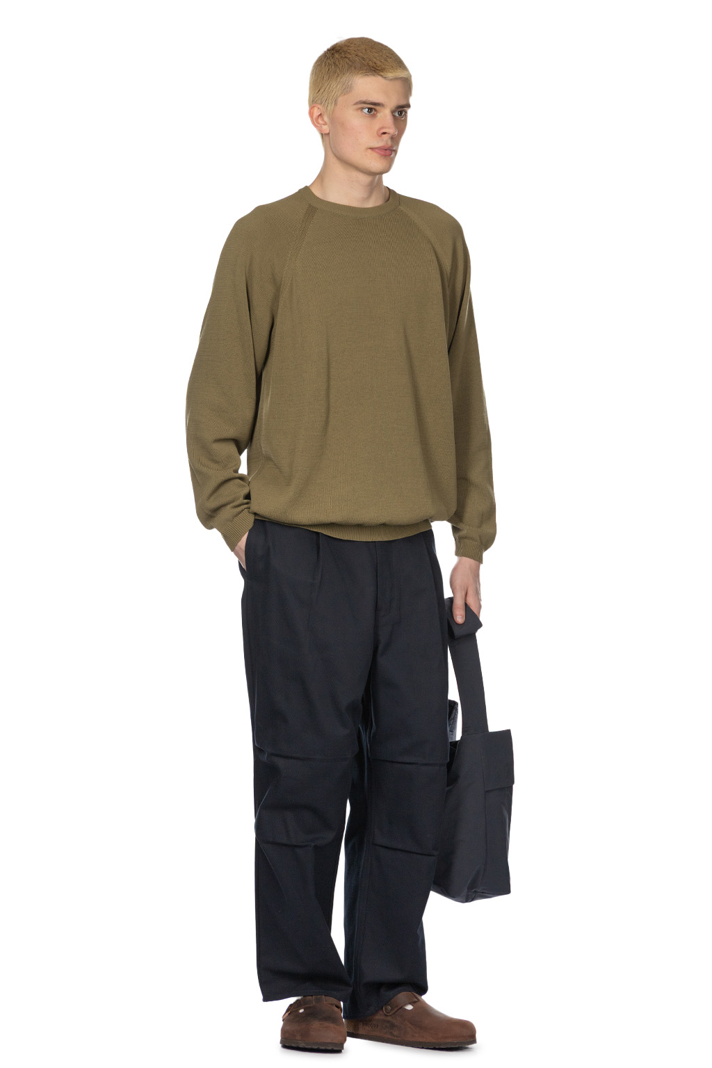 Still by hand - High Twist Cotton Sweater - Olive