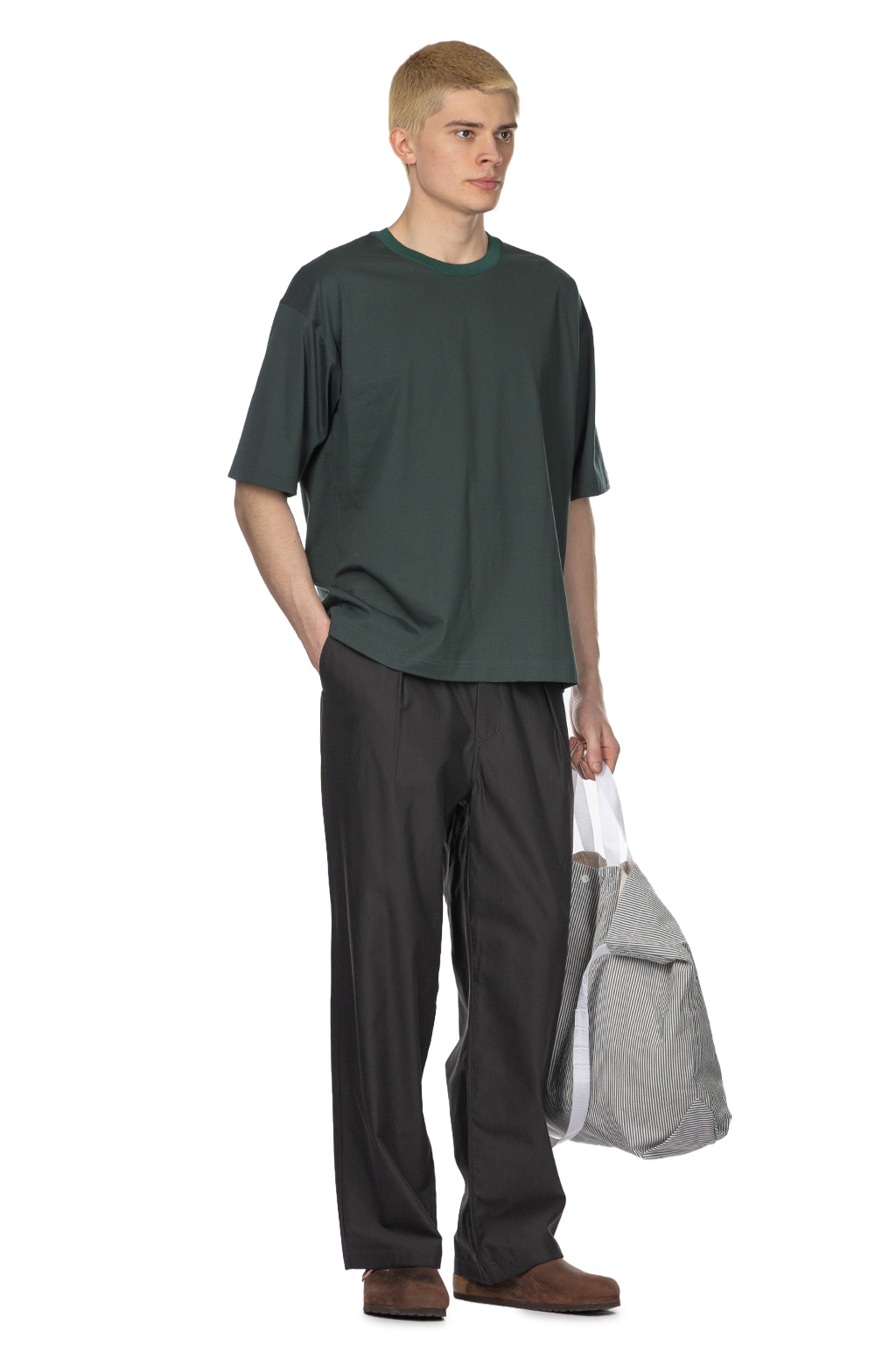 Still by hand - Knitted Rib T-Shirt - Green