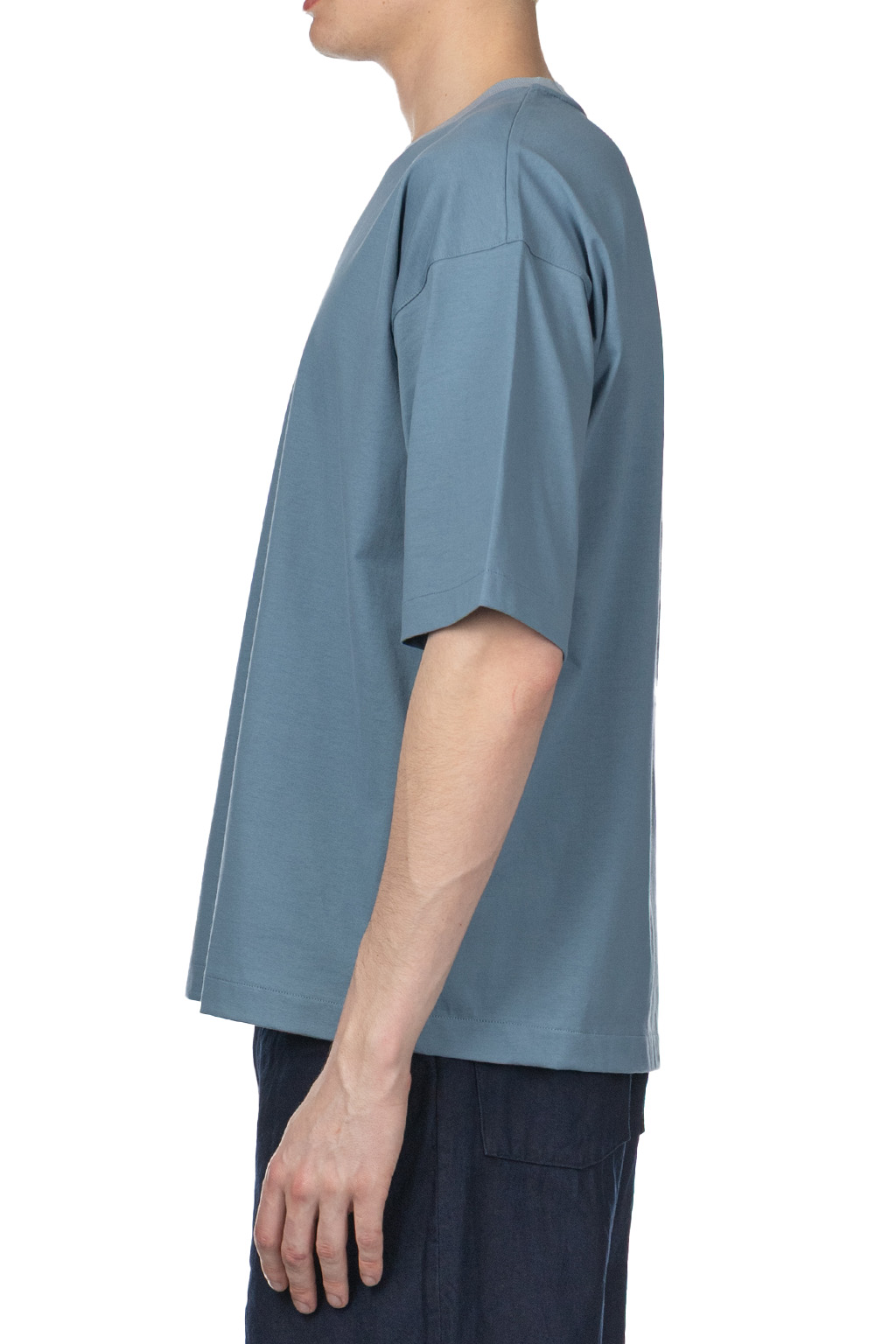 Still by hand - Knitted Rib T-Shirt - Smoke Blue