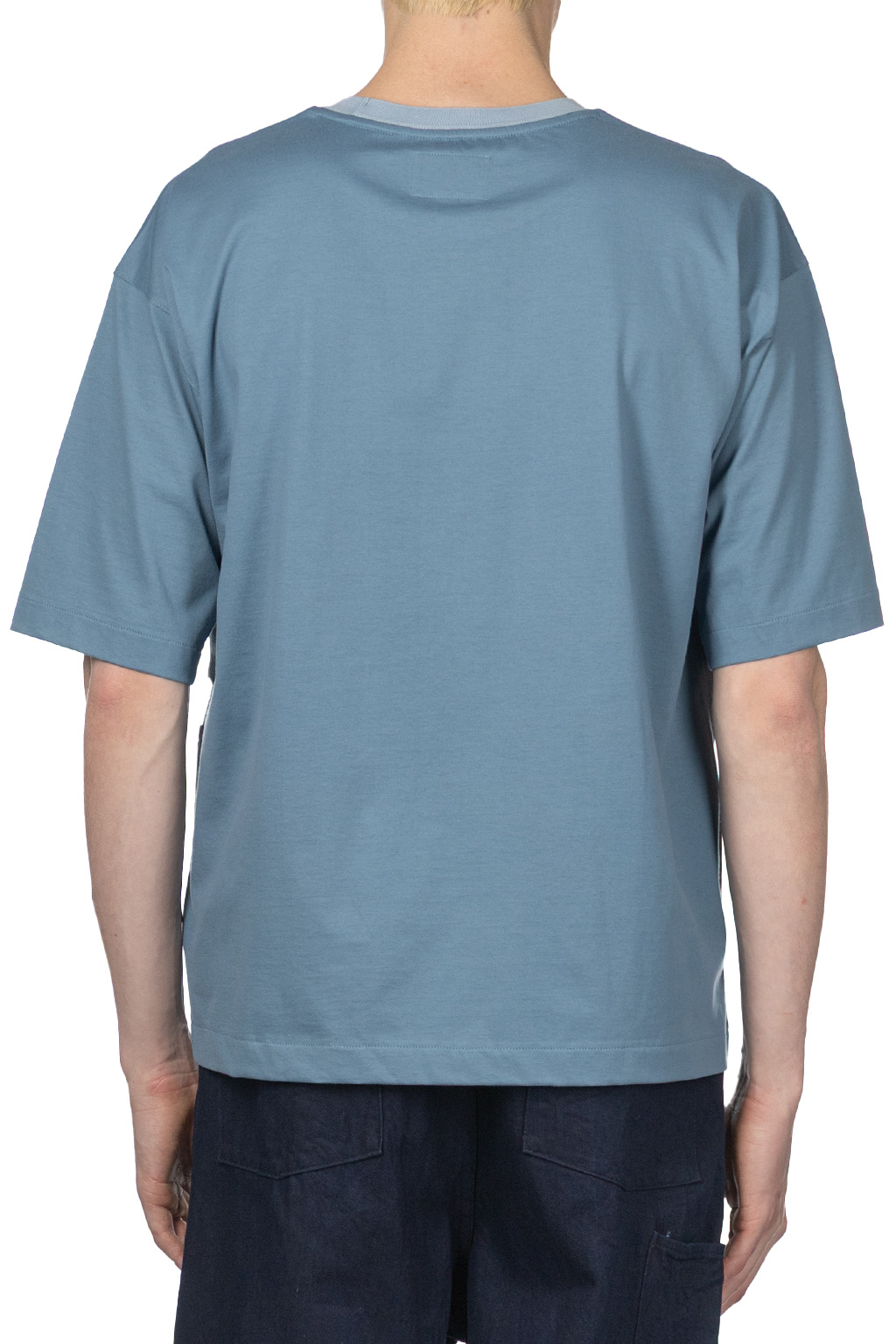 Still by hand - Knitted Rib T-Shirt - Smoke Blue