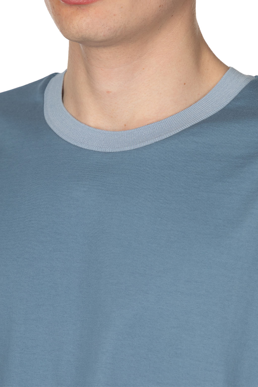 Still by hand - Knitted Rib T-Shirt - Smoke Blue