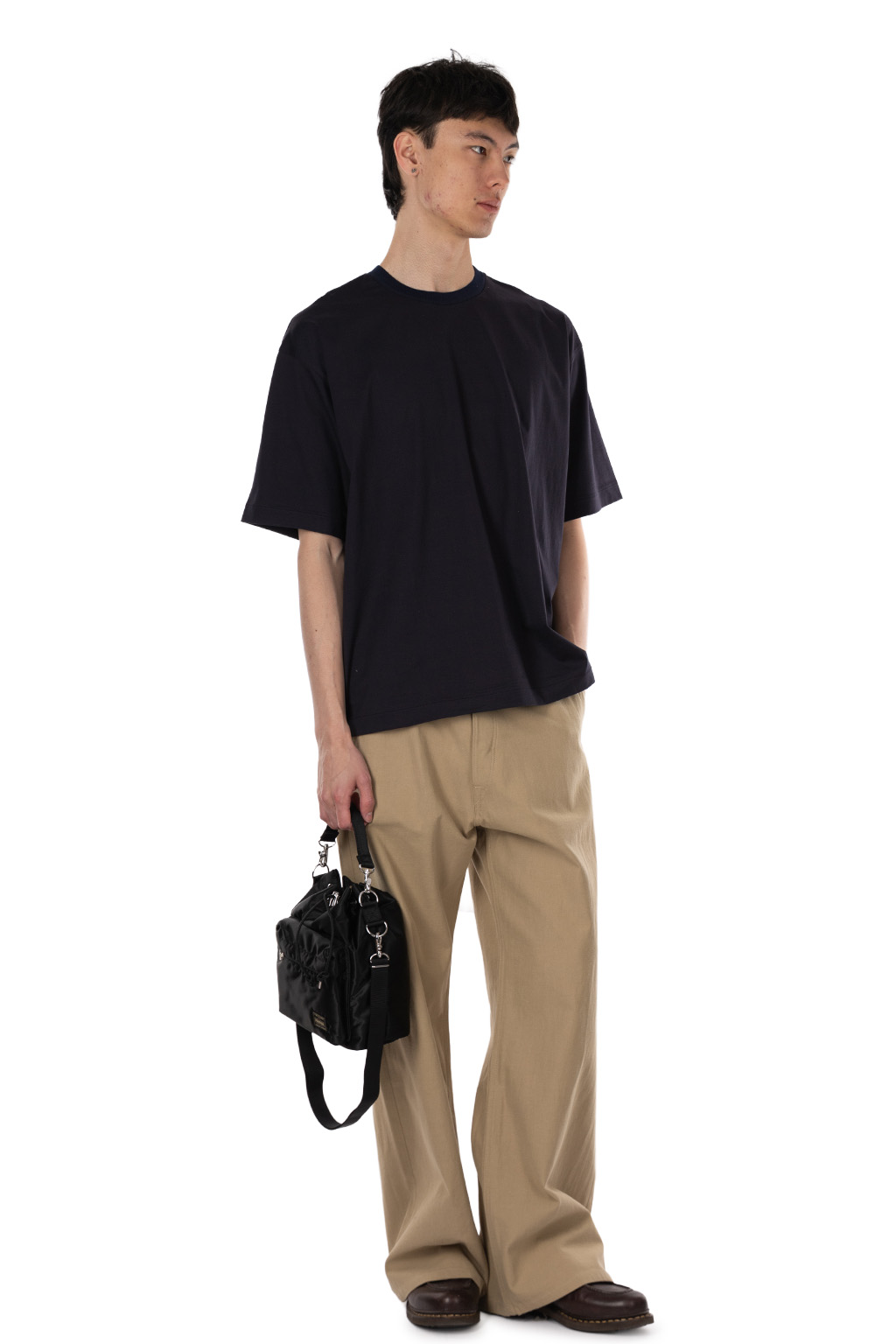 Still by hand - Knitted rib t-shirt - Black Navy