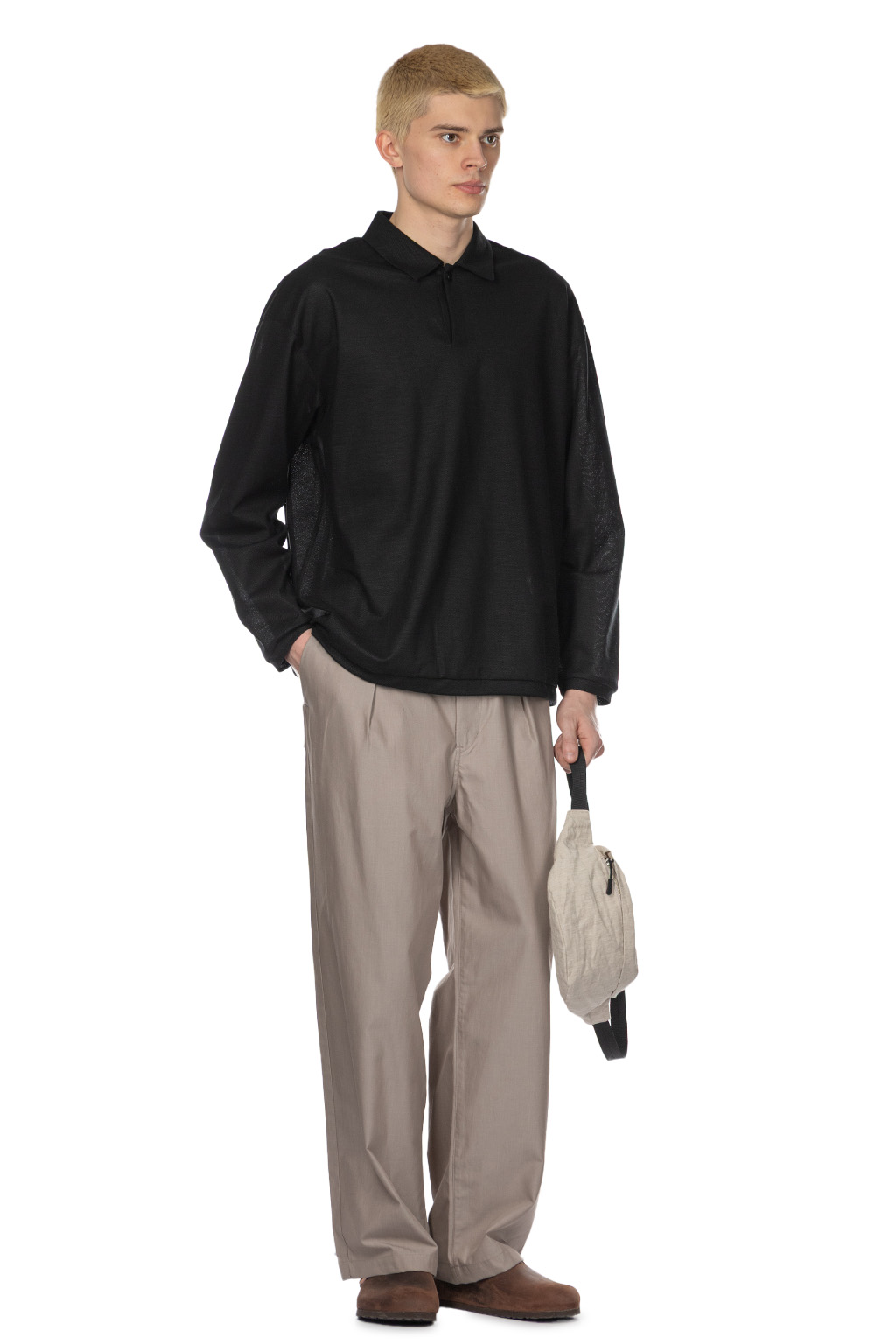 Still by hand - Long Sleeve Polo Shirt - Black