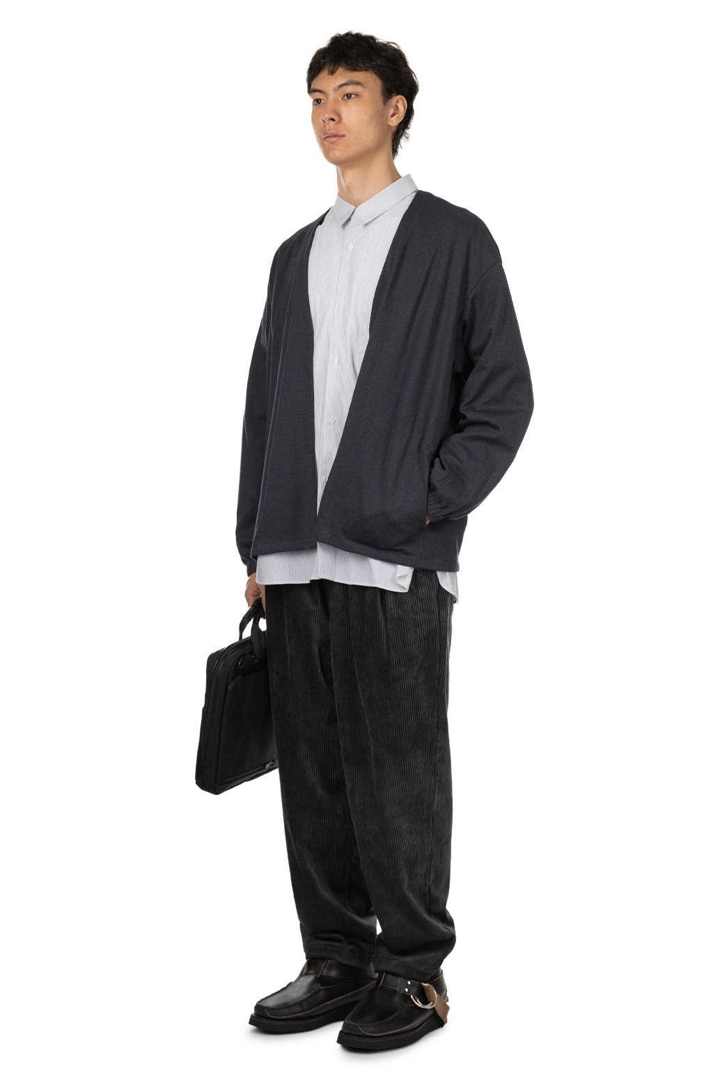 Still by hand - Mixed Colour Cardigan - Blue Charcoal