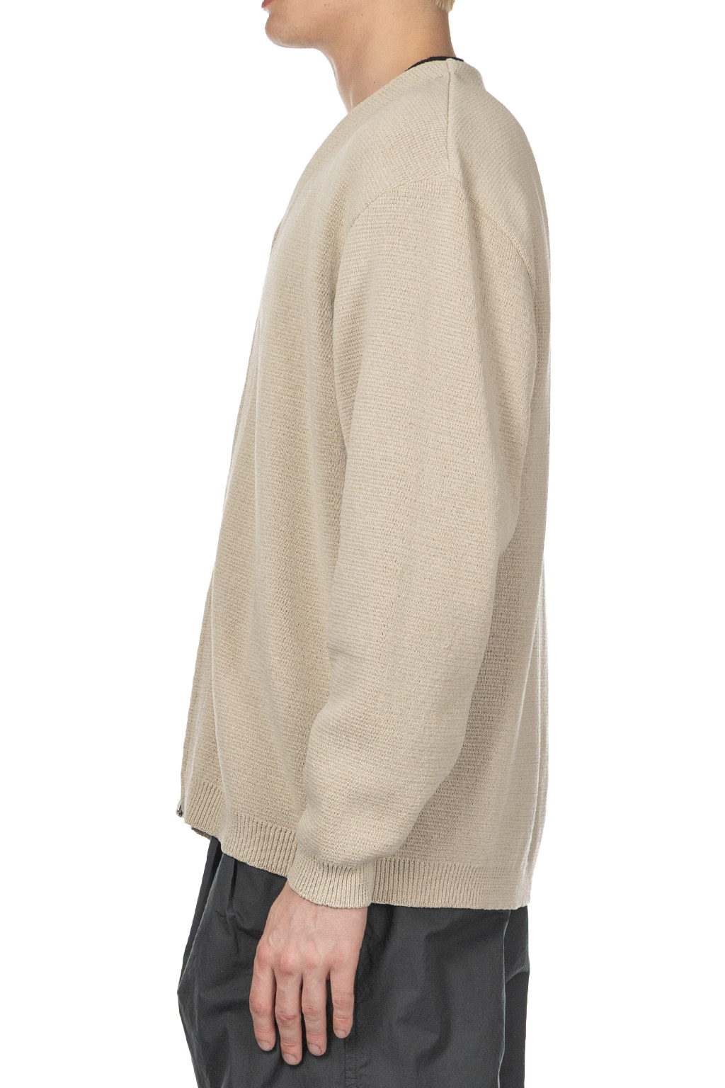 Still by hand - Paper Mixed Zip Up Cadigan - Oatmeal