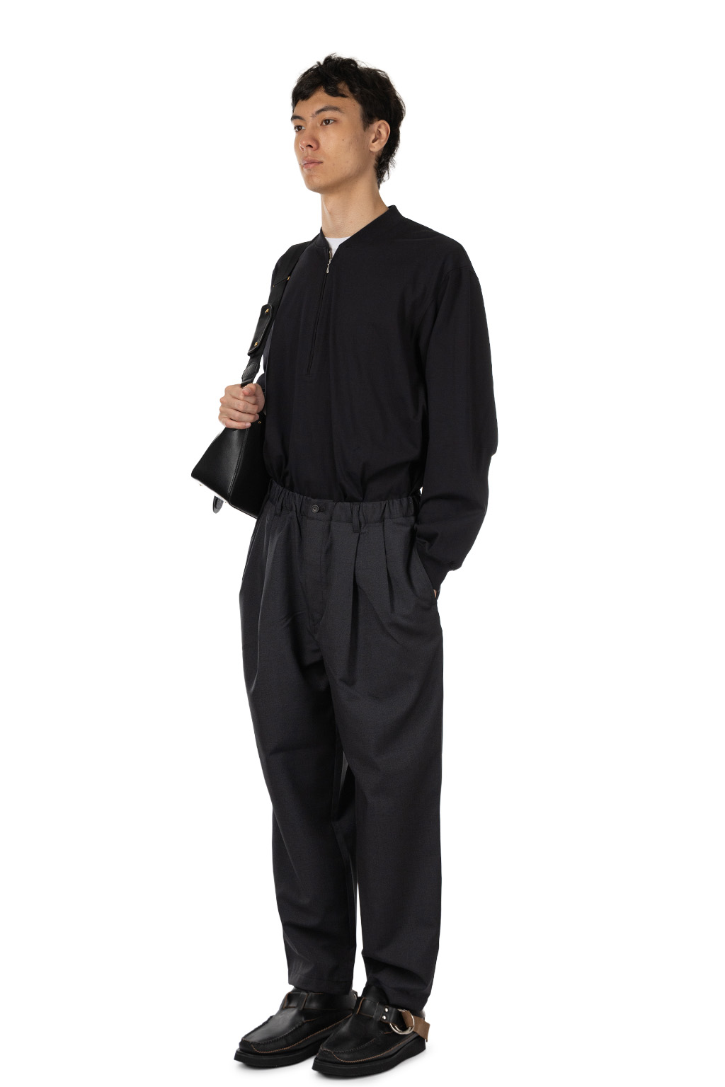 Still by hand - Relaxed 2 Tuck Pants - Charcoal