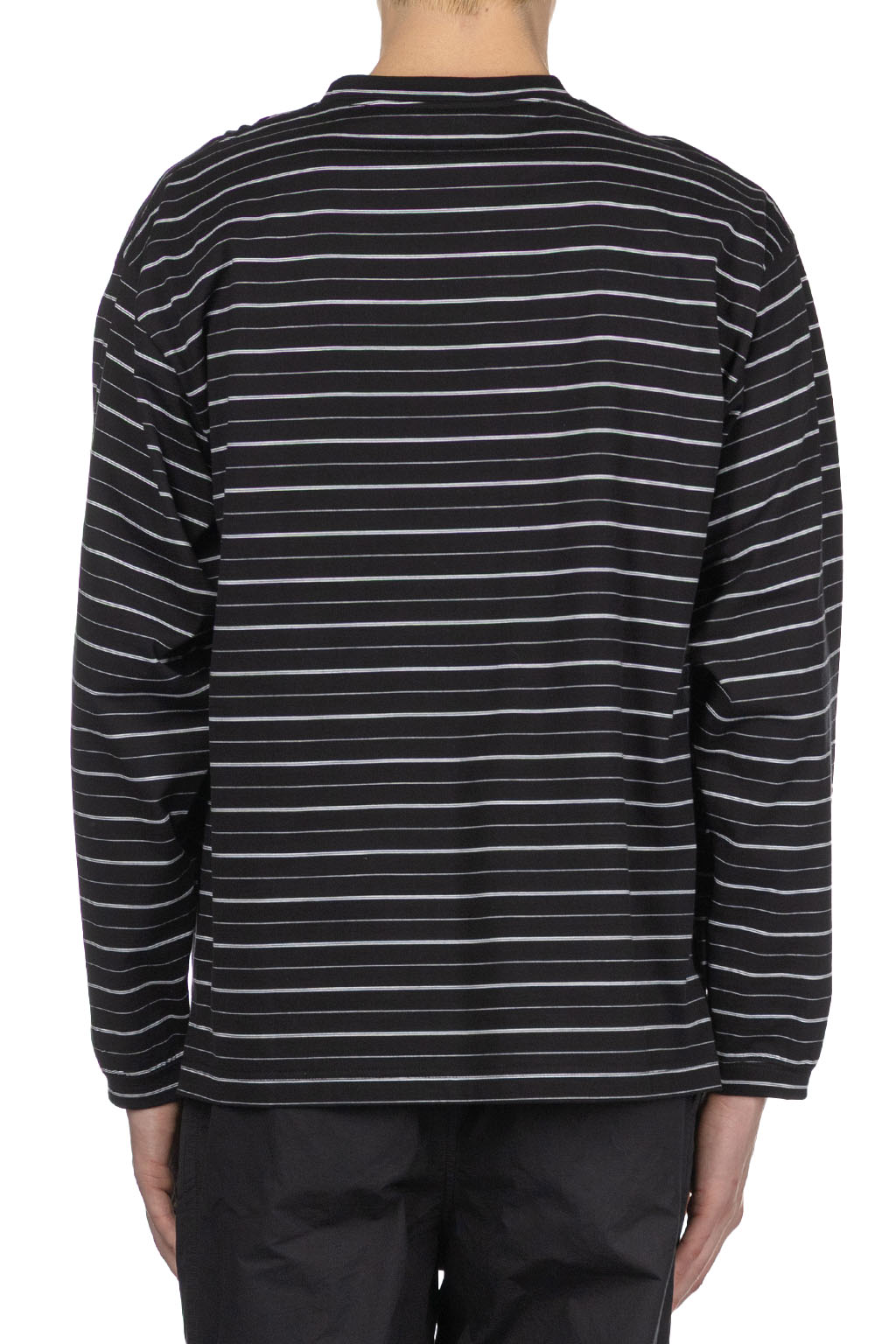 Still by hand - Striped Long Sleeve T-Shirt - Black x White