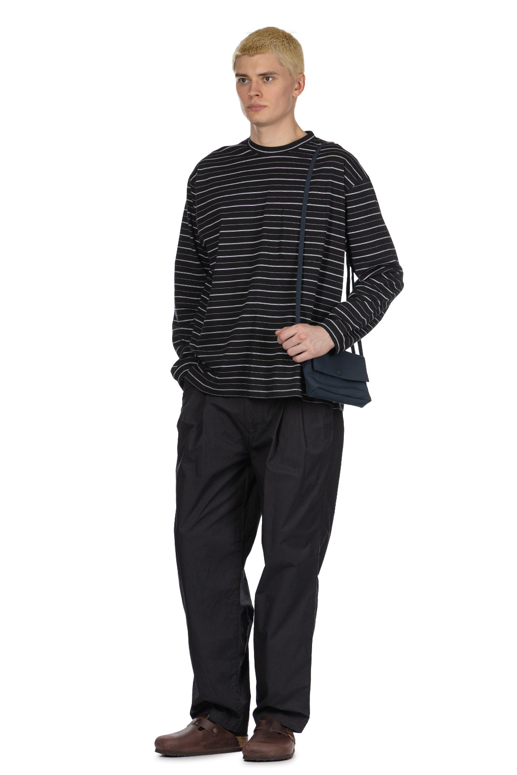 Still by hand - Striped Long Sleeve T-Shirt - Black x White