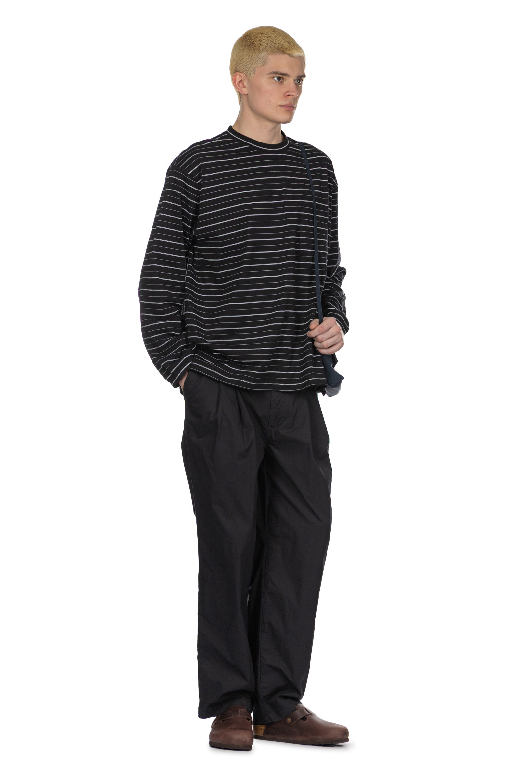 Still by hand - Striped Long Sleeve T-Shirt - Black x White