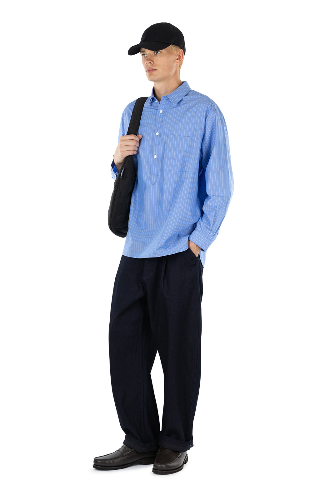 Still by hand - Striped Pullover Shirt - Blue Stripe