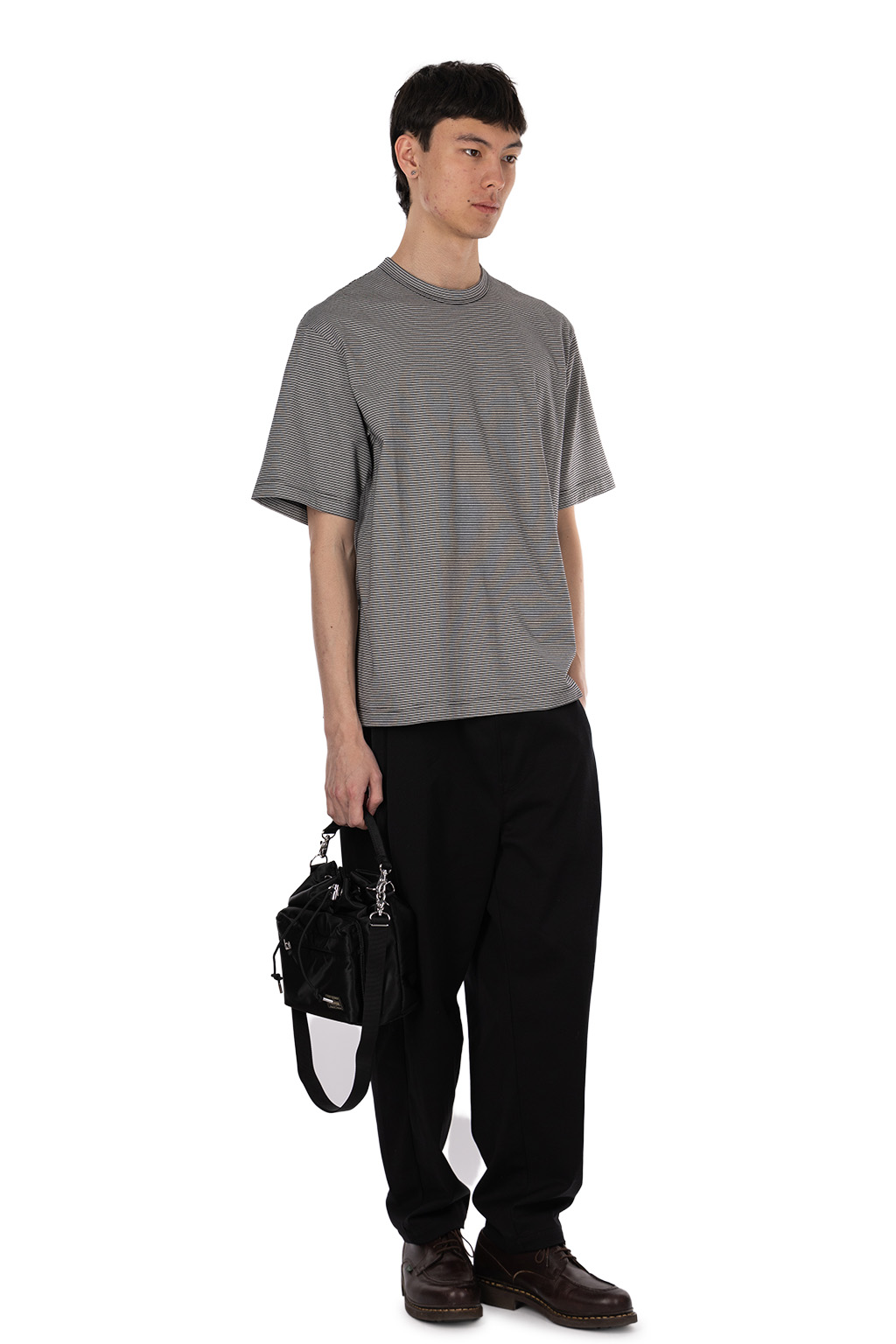 Still by hand - Striped t-shirt  - Grey Black