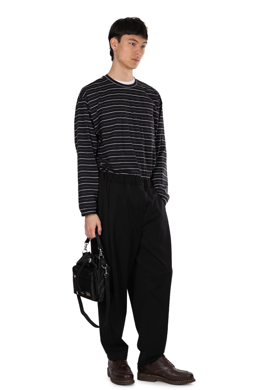 Still by hand - Twisted jersey pants - Black Navy