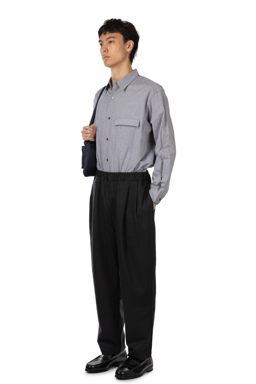 Still by hand - Wool Jersey Two Tuck Pacts - Charcoal