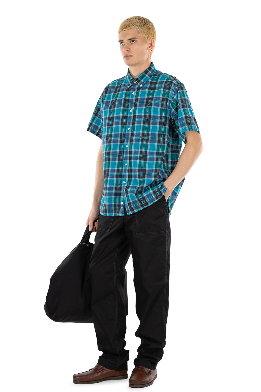 Sugar Cane - Madras Check Button Down Shirt - Blue