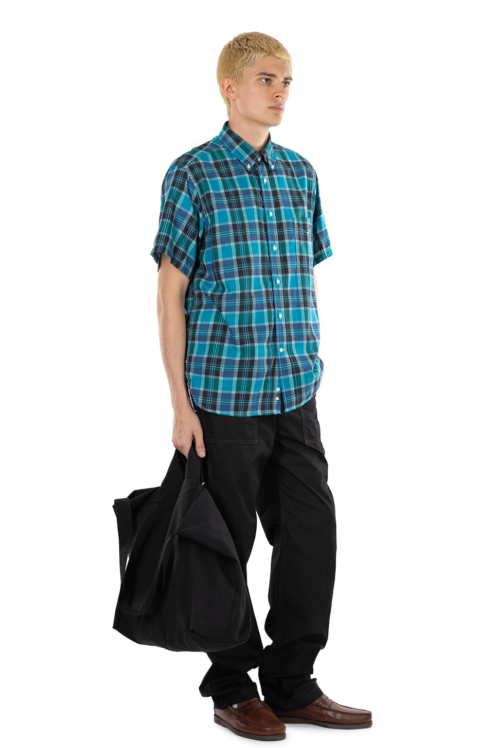 Sugar Cane - Madras Check Button Down Shirt - Blue