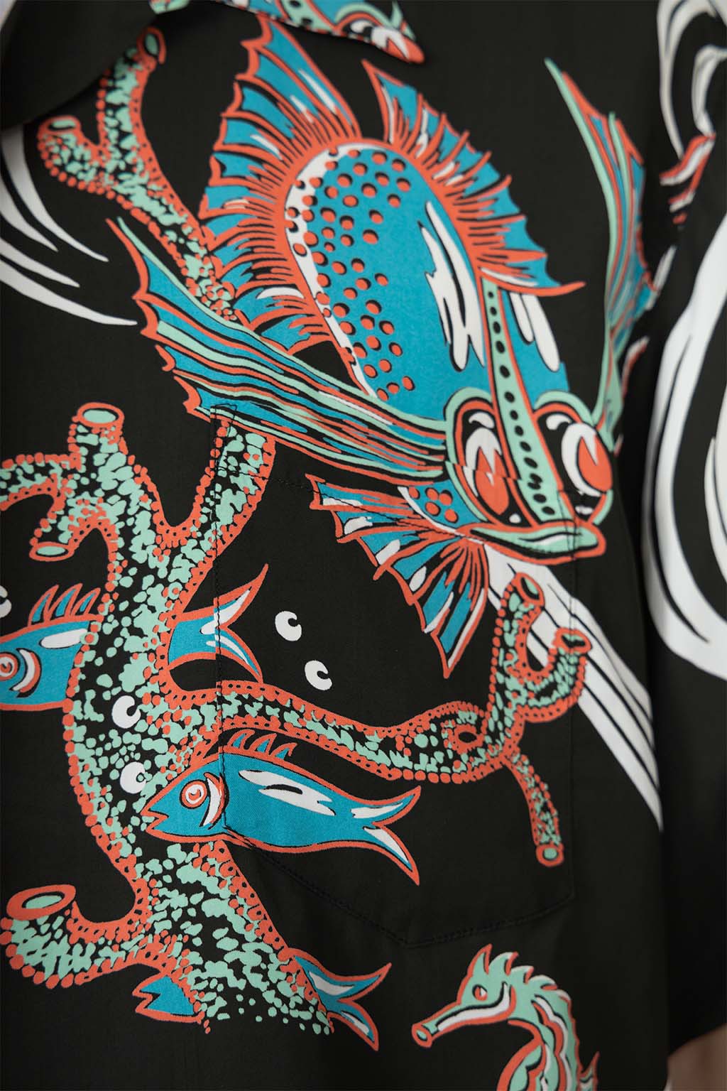 Sun Surf - Rayon Hawaiian Shirt - Bug Eyed Fish Shirt