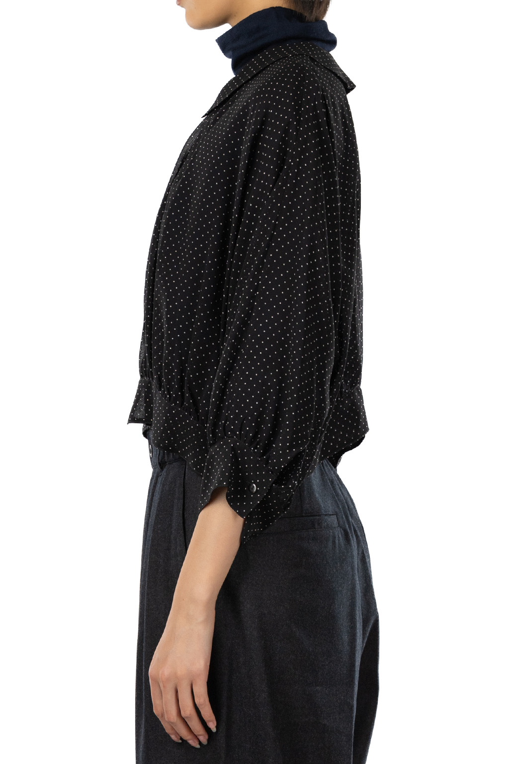 TOUJOURS - Collared Bolero Blouse - Midnight