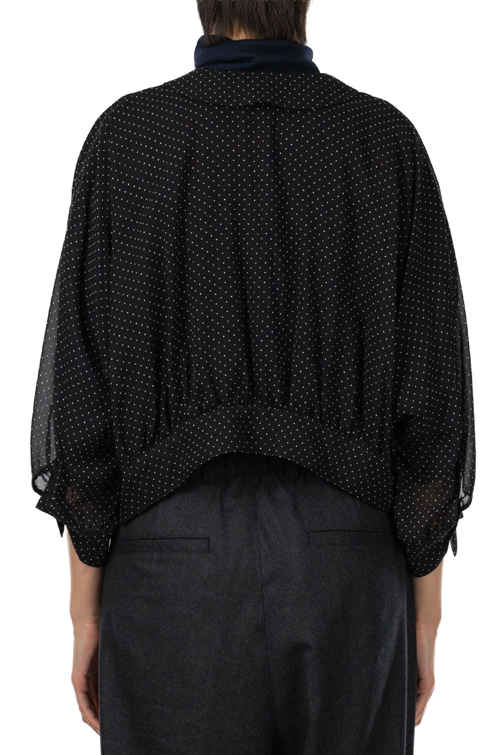 TOUJOURS - Collared Bolero Blouse - Midnight