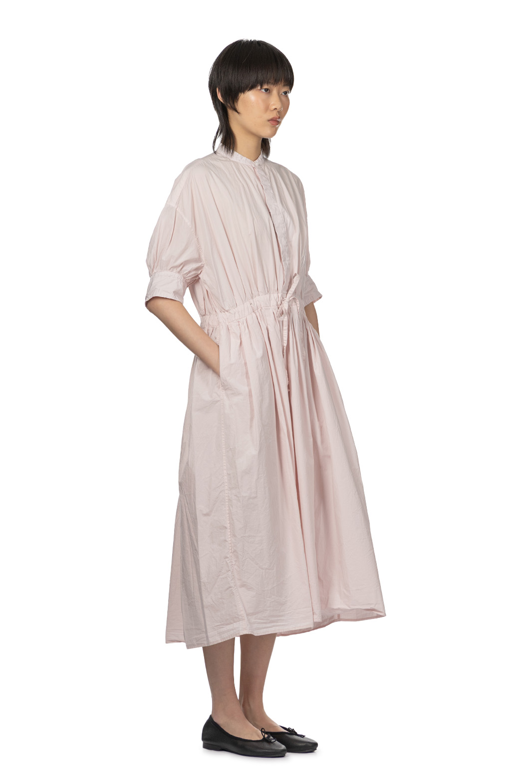 TOUJOURS - Half Bishop Sleeve String Dress - Shell Pink