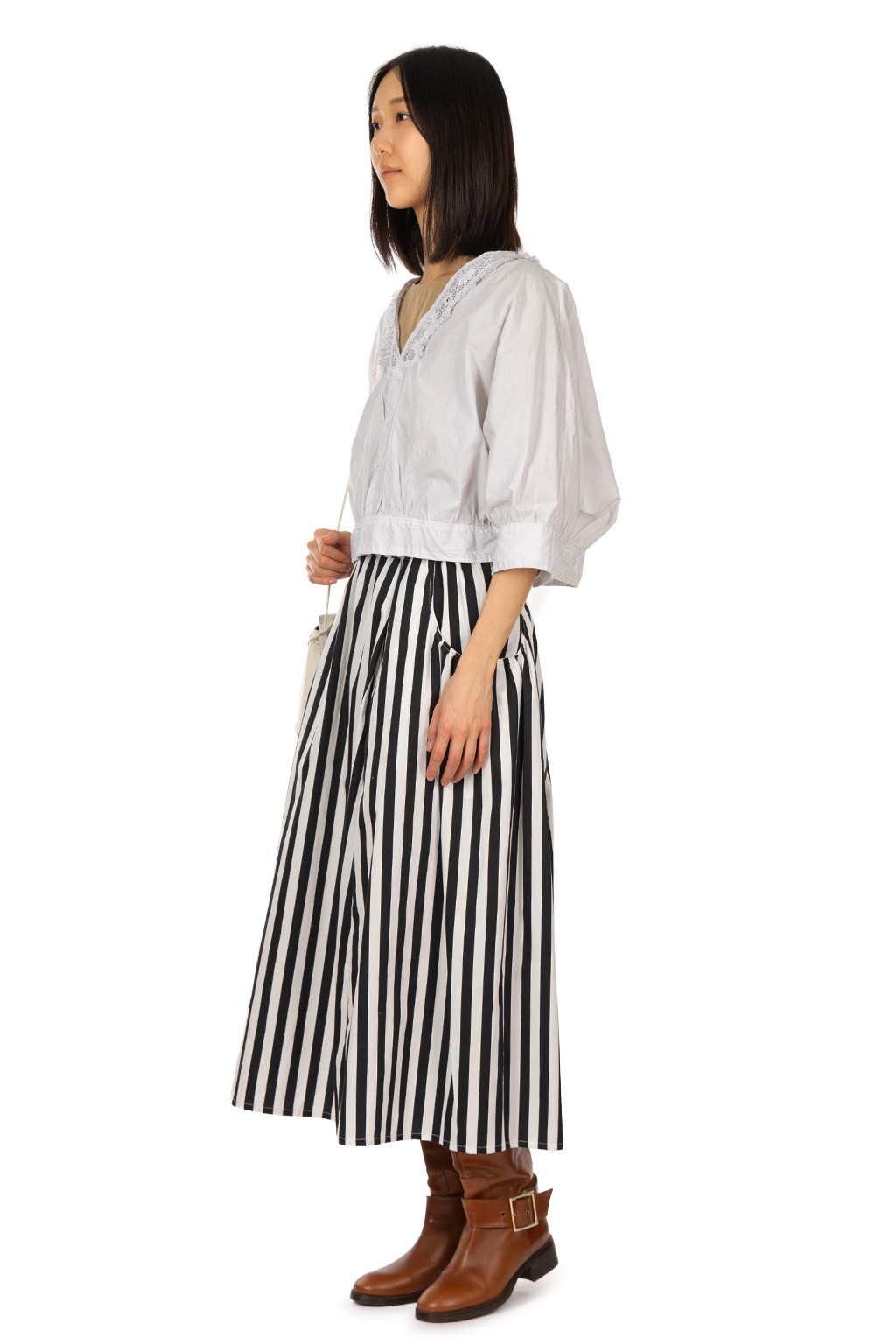 TOUJOURS - Natural Garment Dyed Fringe Lace Bolero Shirt - Light Ink