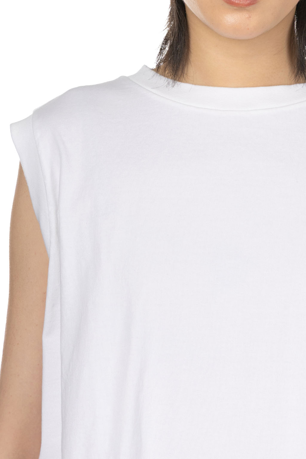 TOUJOURS - Organic Cotton Light Jersey Sleeveless T-Shirt - Optical White
