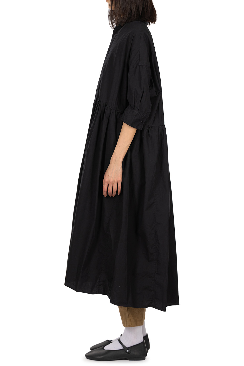 TOUJOURS - Random Pleated Half Sleeve Shirt Dress - Black Navy