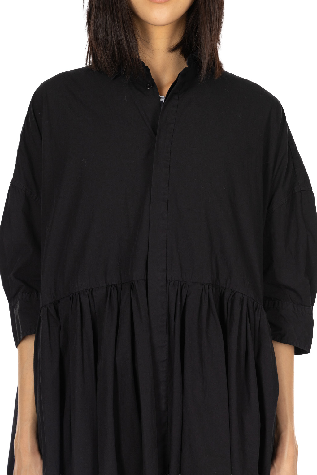 TOUJOURS - Random Pleated Half Sleeve Shirt Dress - Black Navy