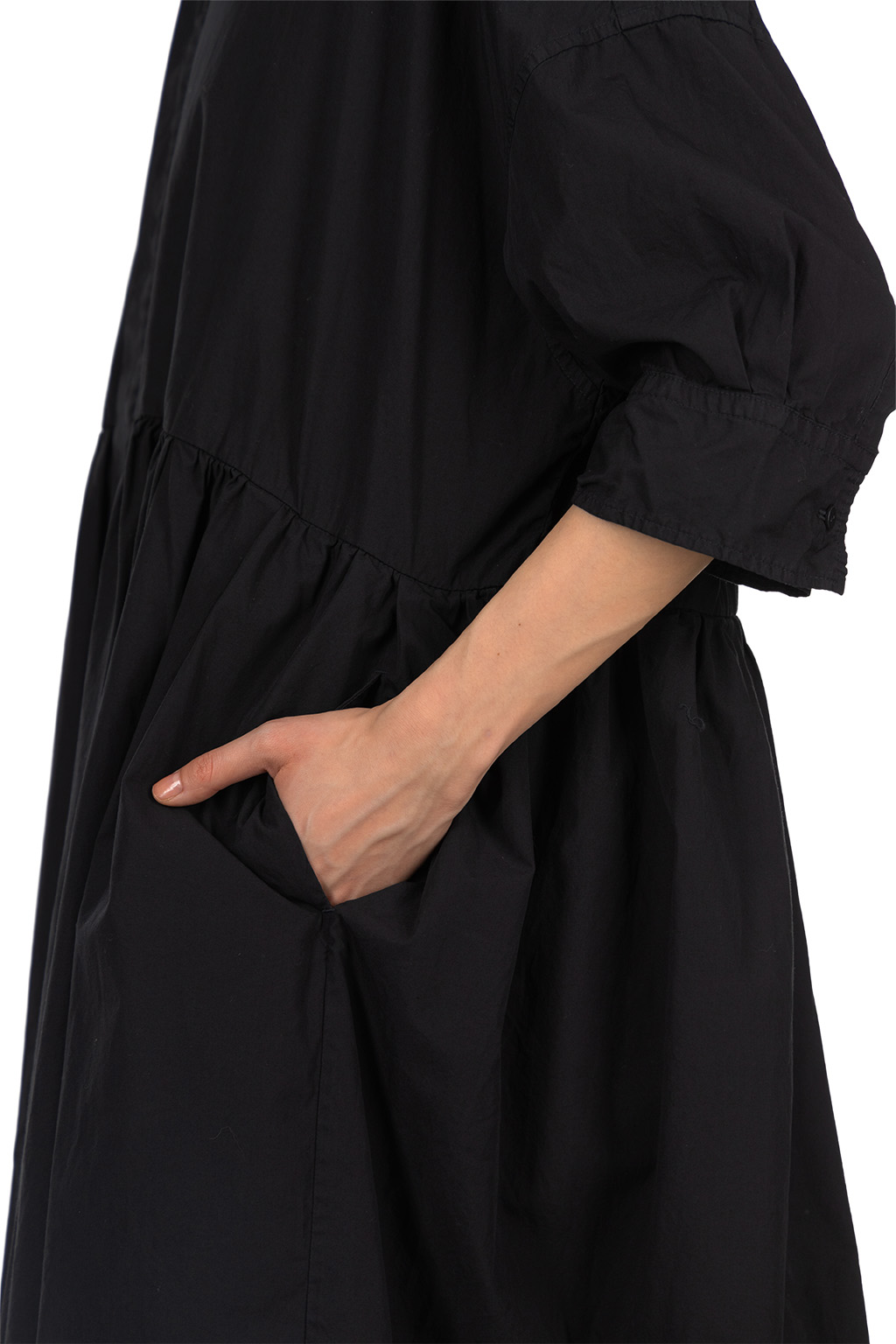 TOUJOURS - Random Pleated Half Sleeve Shirt Dress - Black Navy