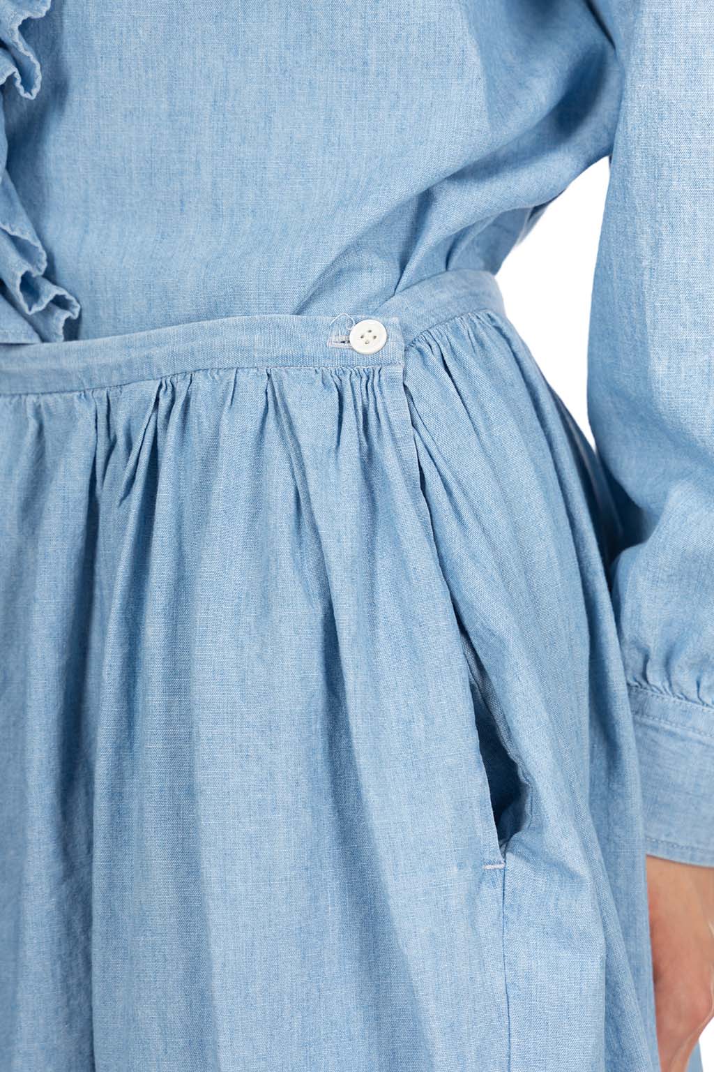 TOUJOURS - Random Pleated Max Skirt - Indigo Blue