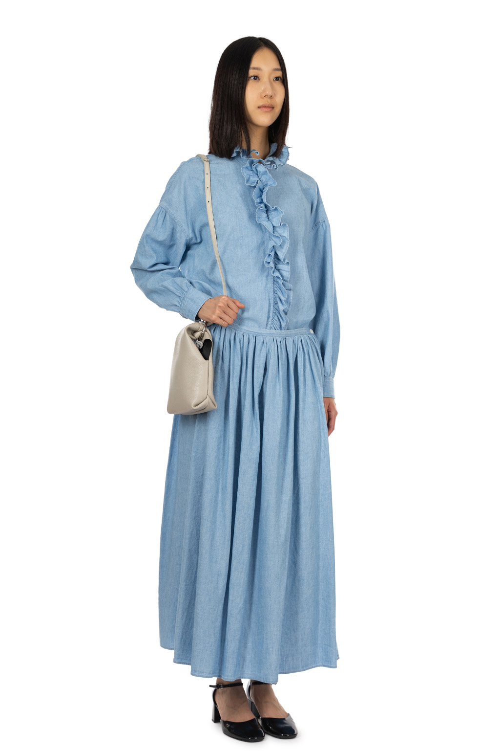 TOUJOURS - Random Pleated Max Skirt - Indigo Blue