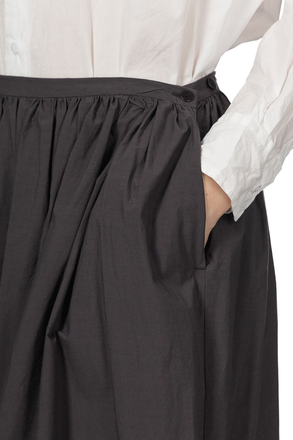 TOUJOURS - Random Pleated Maxi Skirt - Charcoal Brown