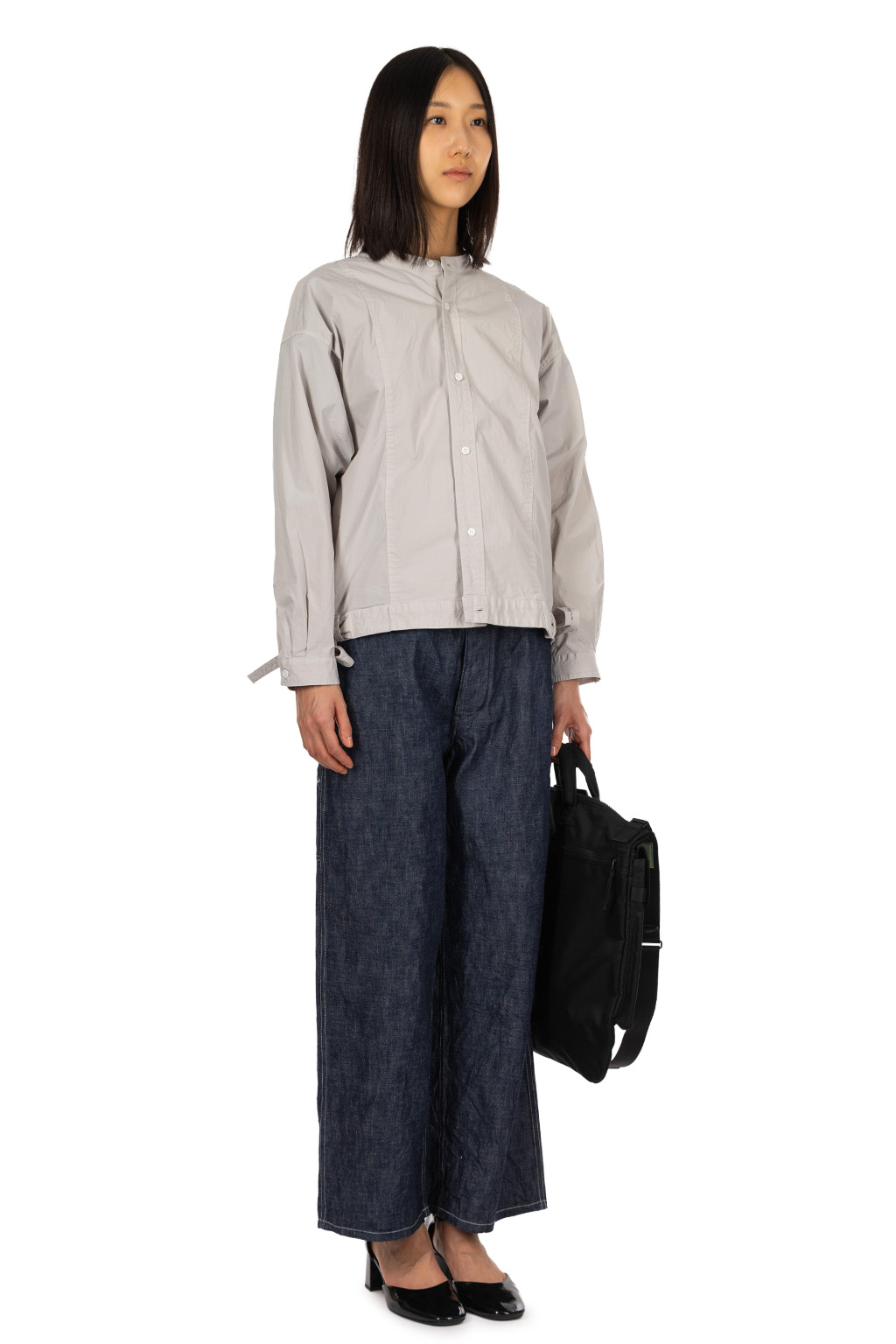 TOUJOURS - Side String Blouson Shirt - Cloud Gray