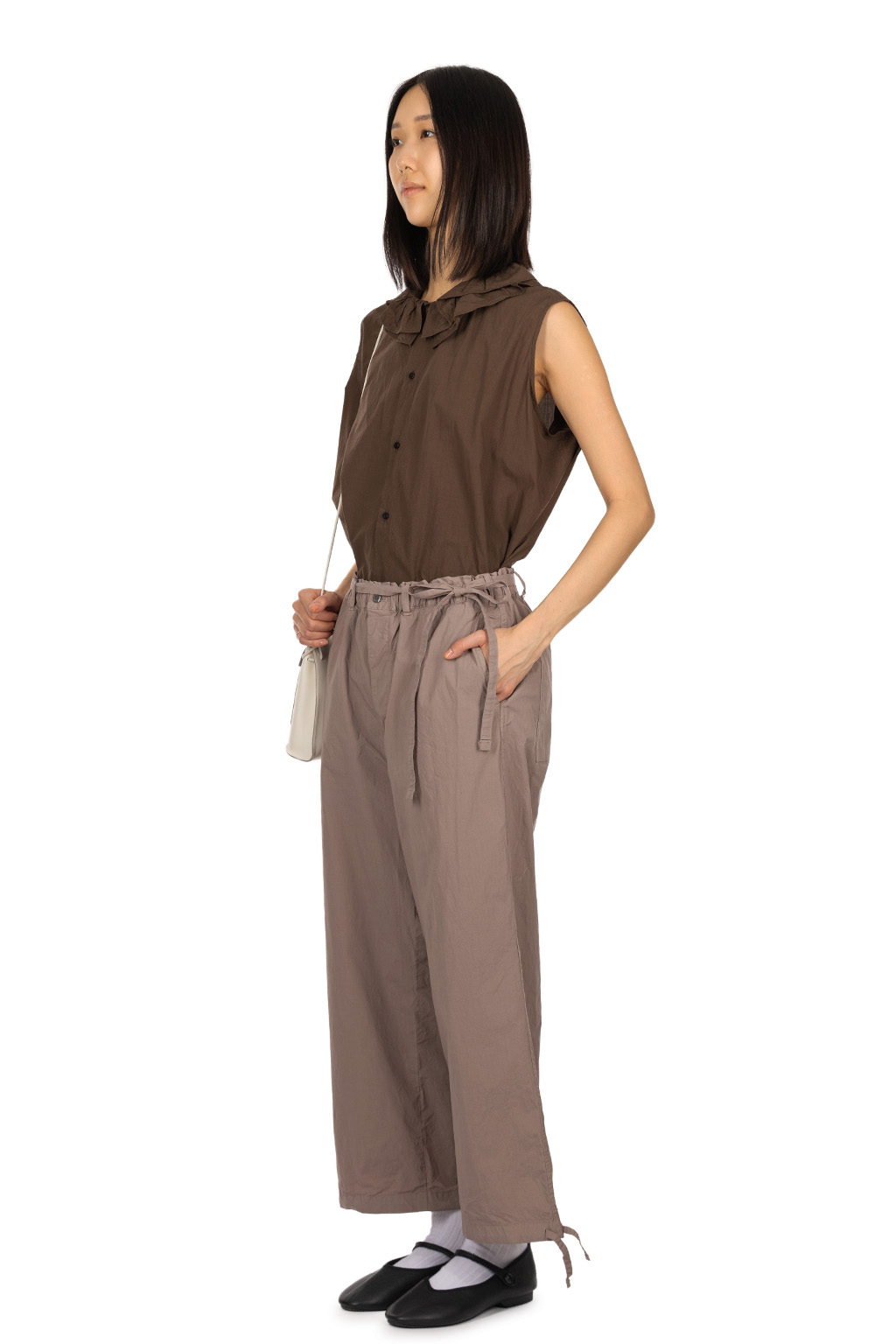 TOUJOURS - String Belt Trousers - Taupe